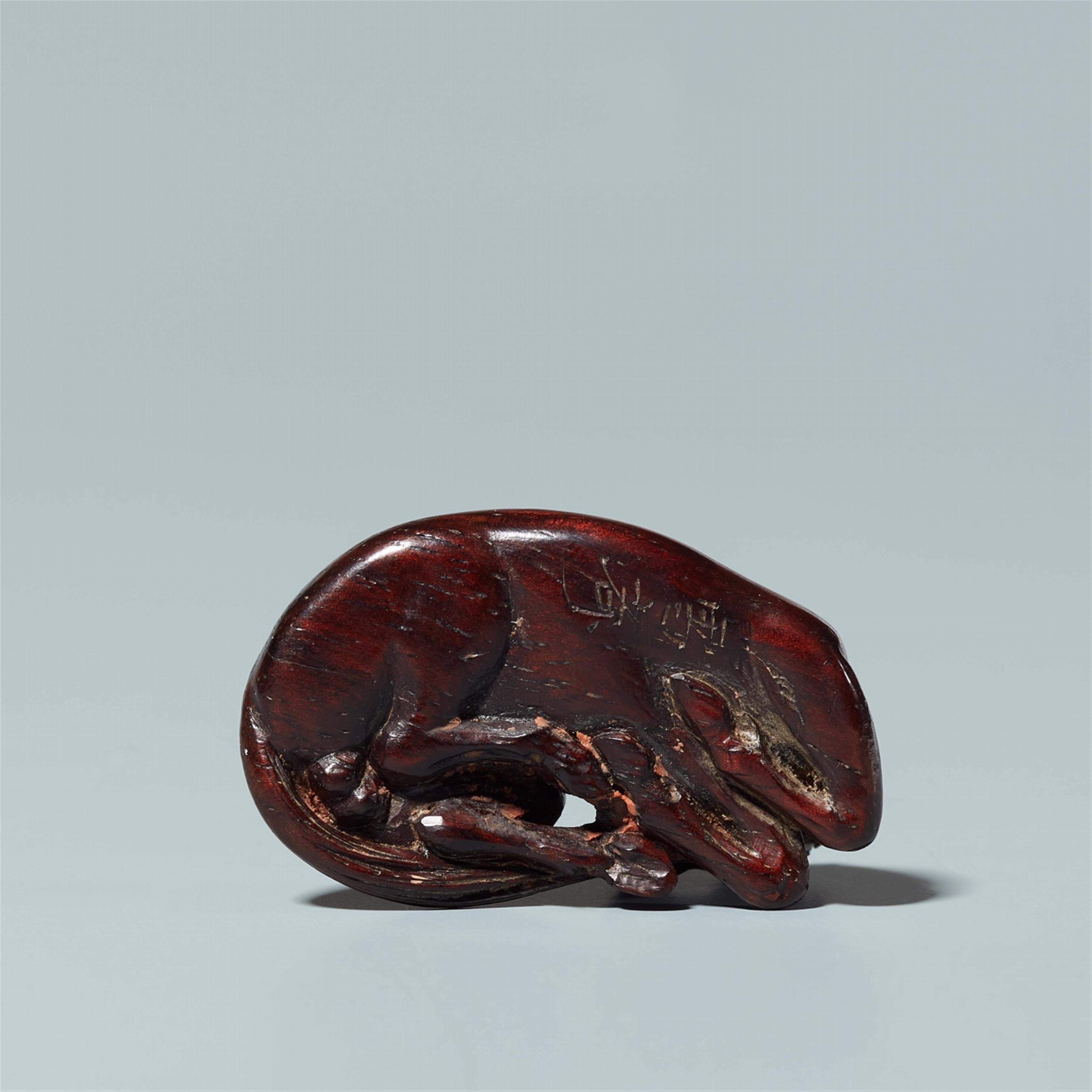 A tagayasan wood netsuke of a reclining horse. Probably last third 19th century - image-5