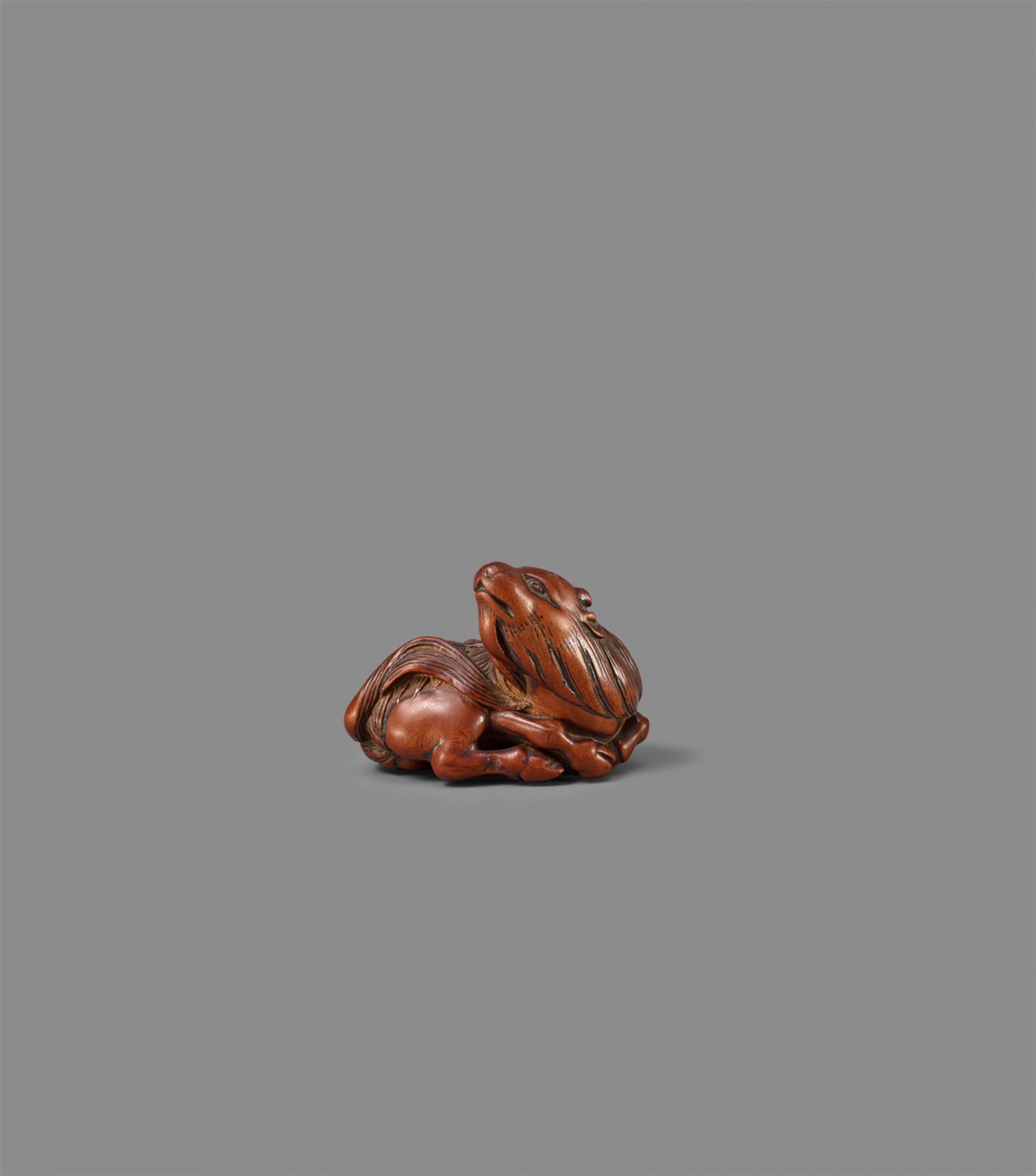 A boxwood netsuke of a goat. 18th century - image-2