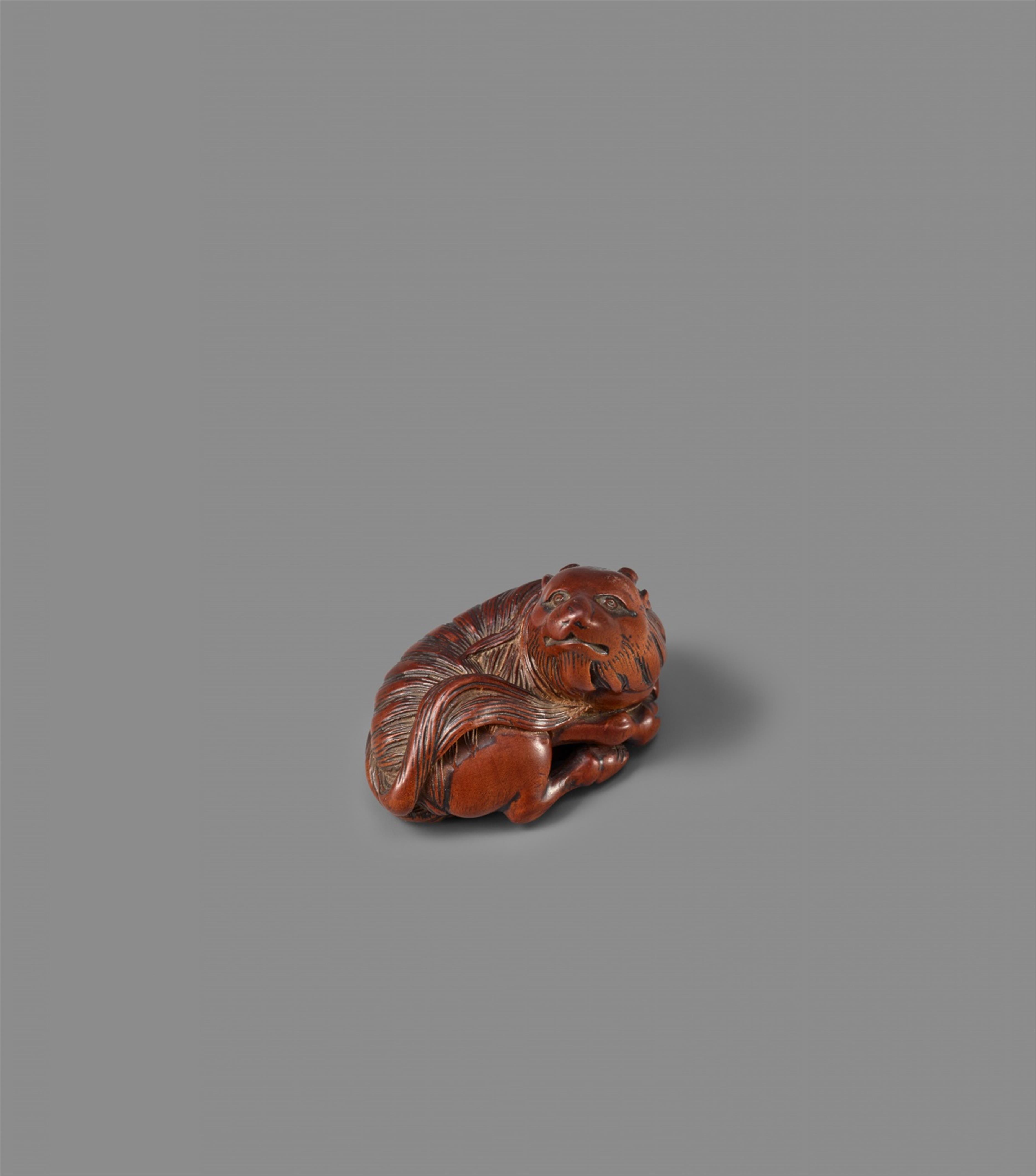 A boxwood netsuke of a goat. 18th century - image-1