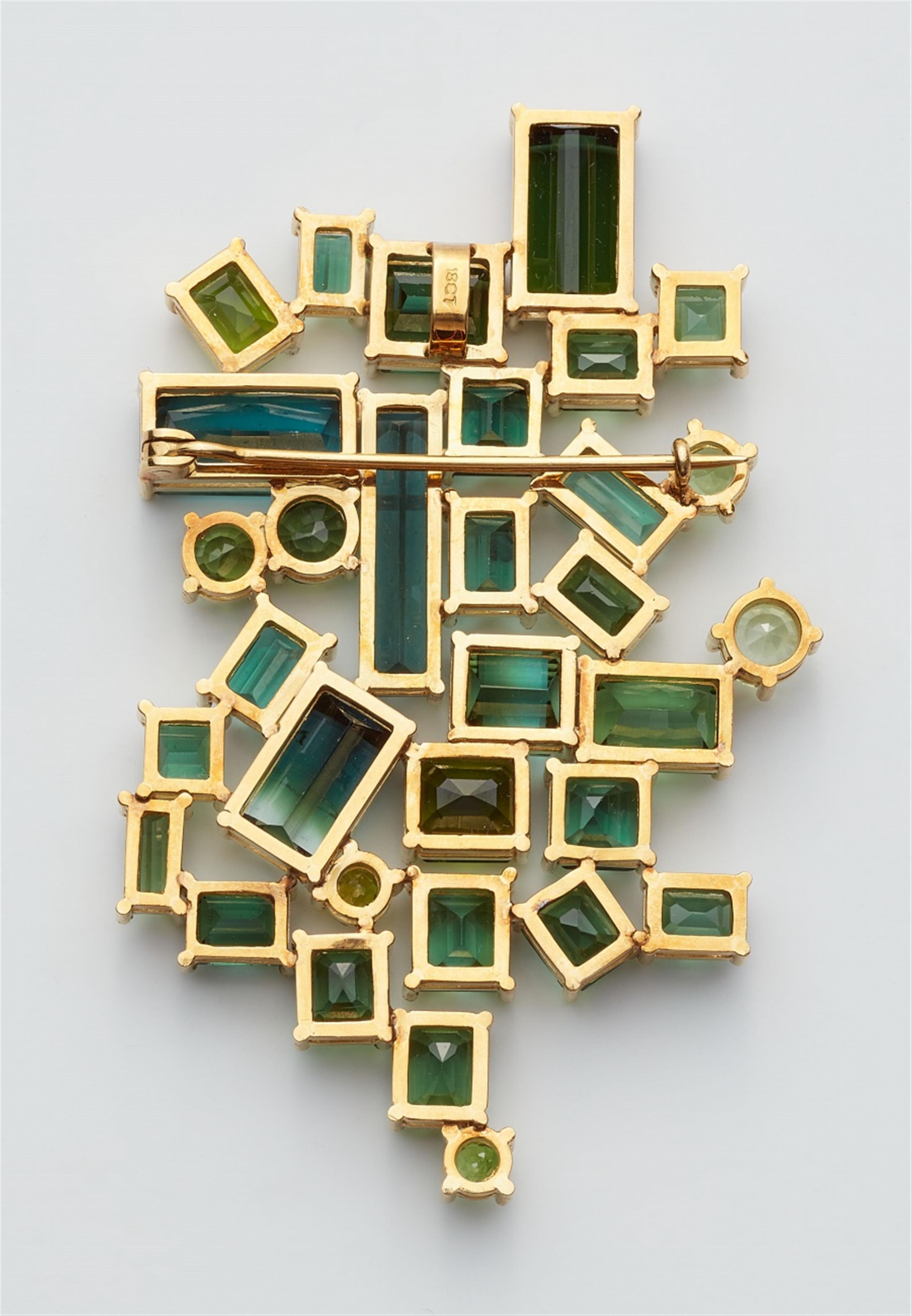 An 18k gold tourmaline pendant brooch - image-2