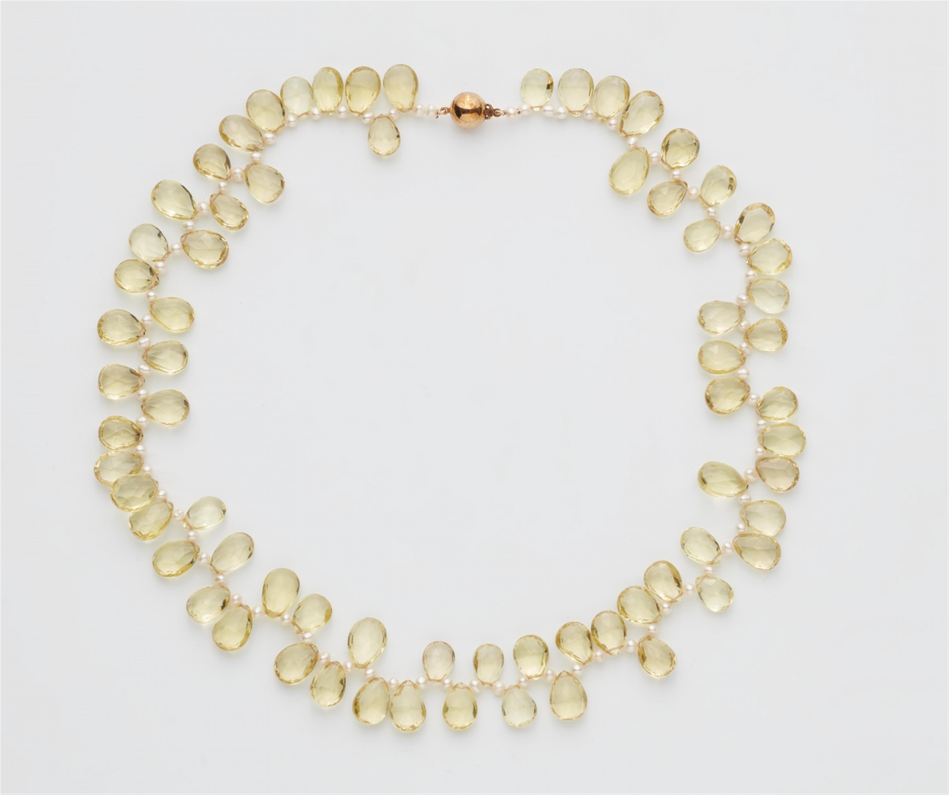 A 9k gold lemon quartz fringe necklace - image-1