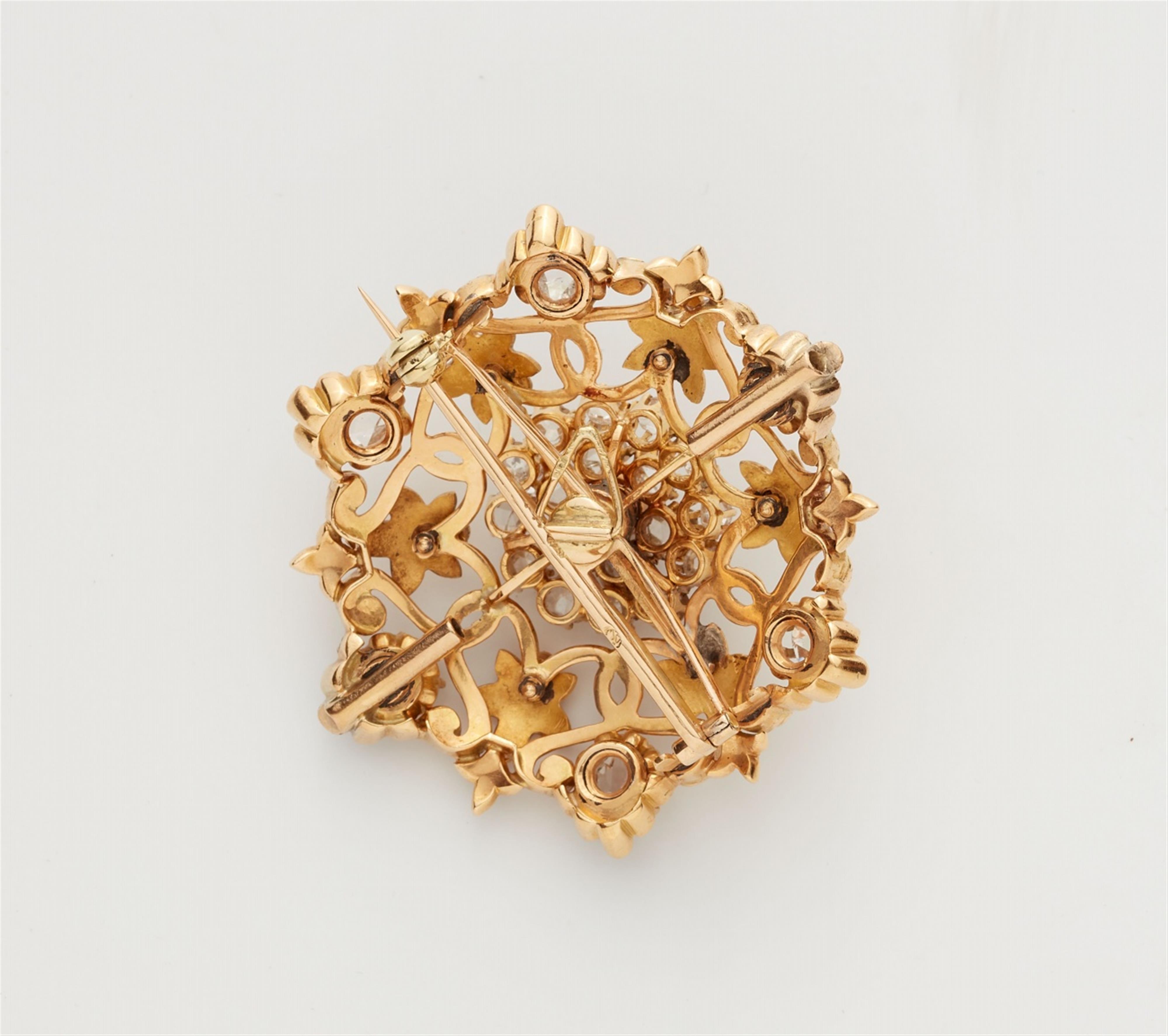 A 14k gold enamel diamond rosette brooch - image-2