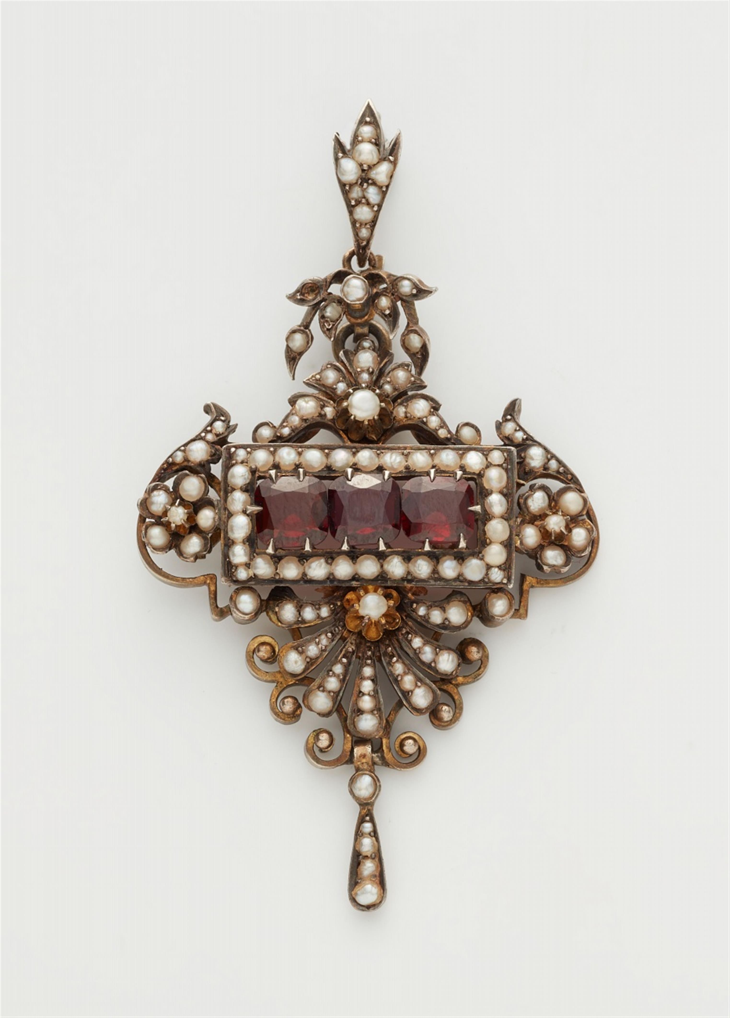 A Revivalist silver gilt river pearl pendant - image-1