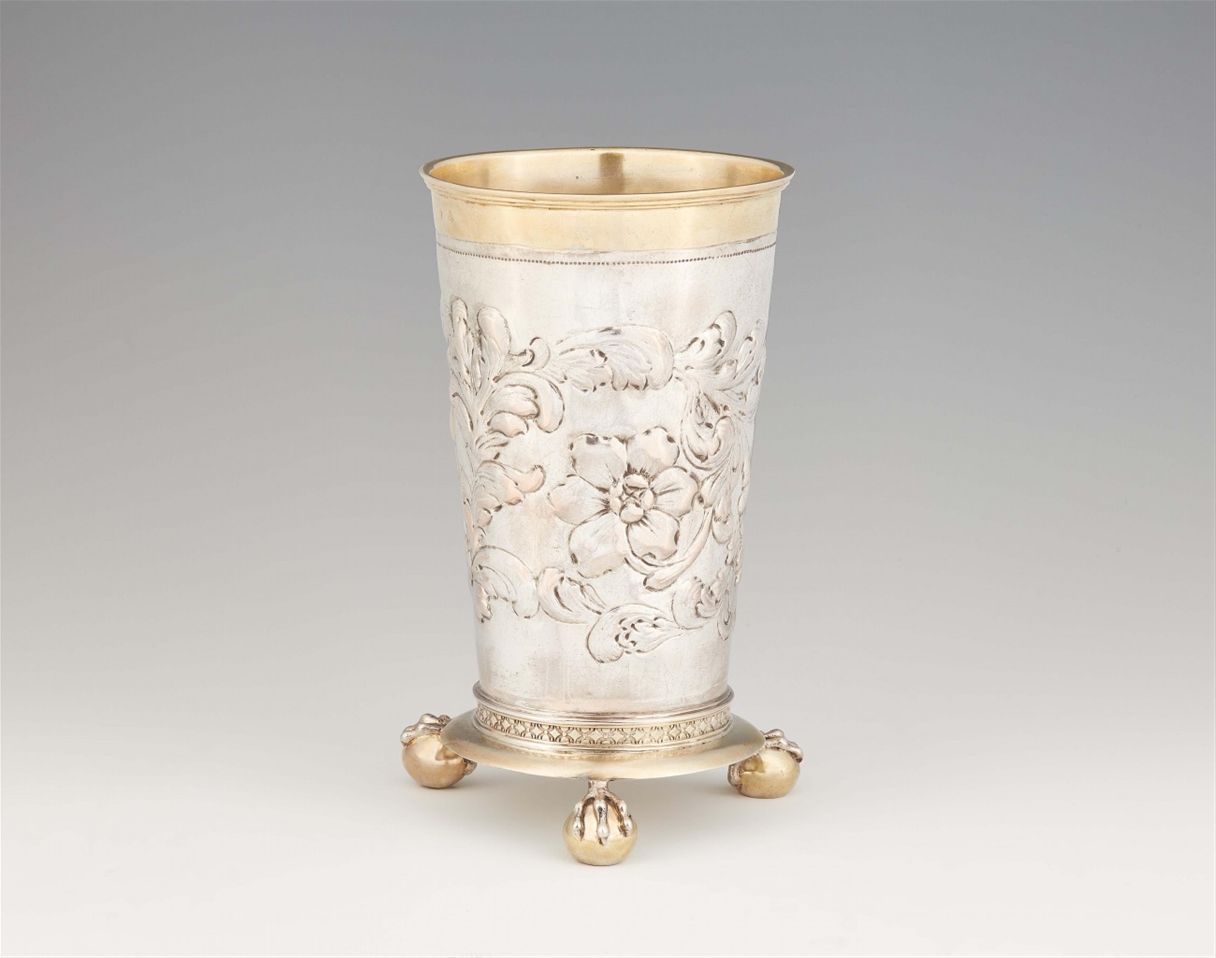 A large parcel gilt Thorn silver beaker - image-1