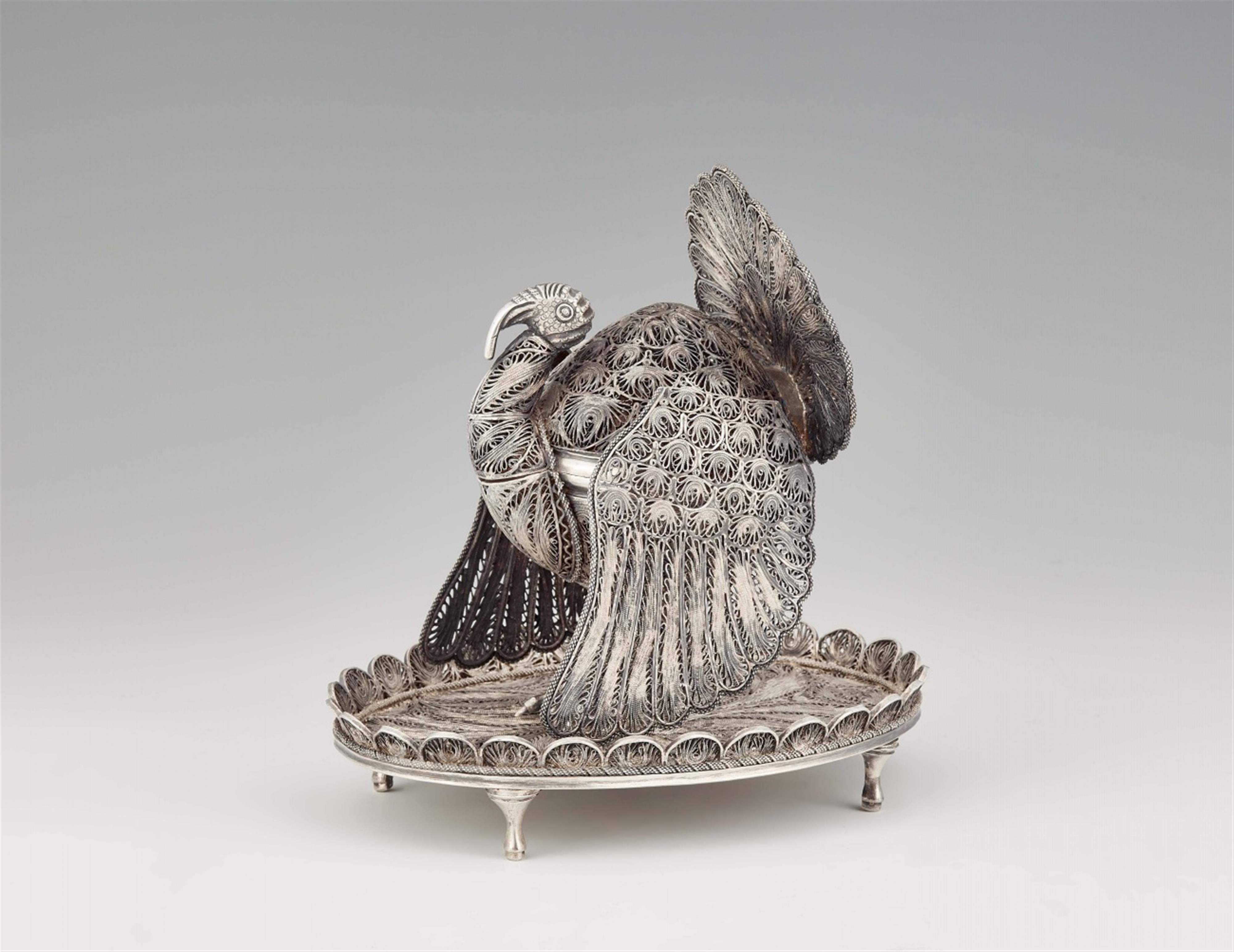 A silver filigree incense burner formed as a turkey - image-1