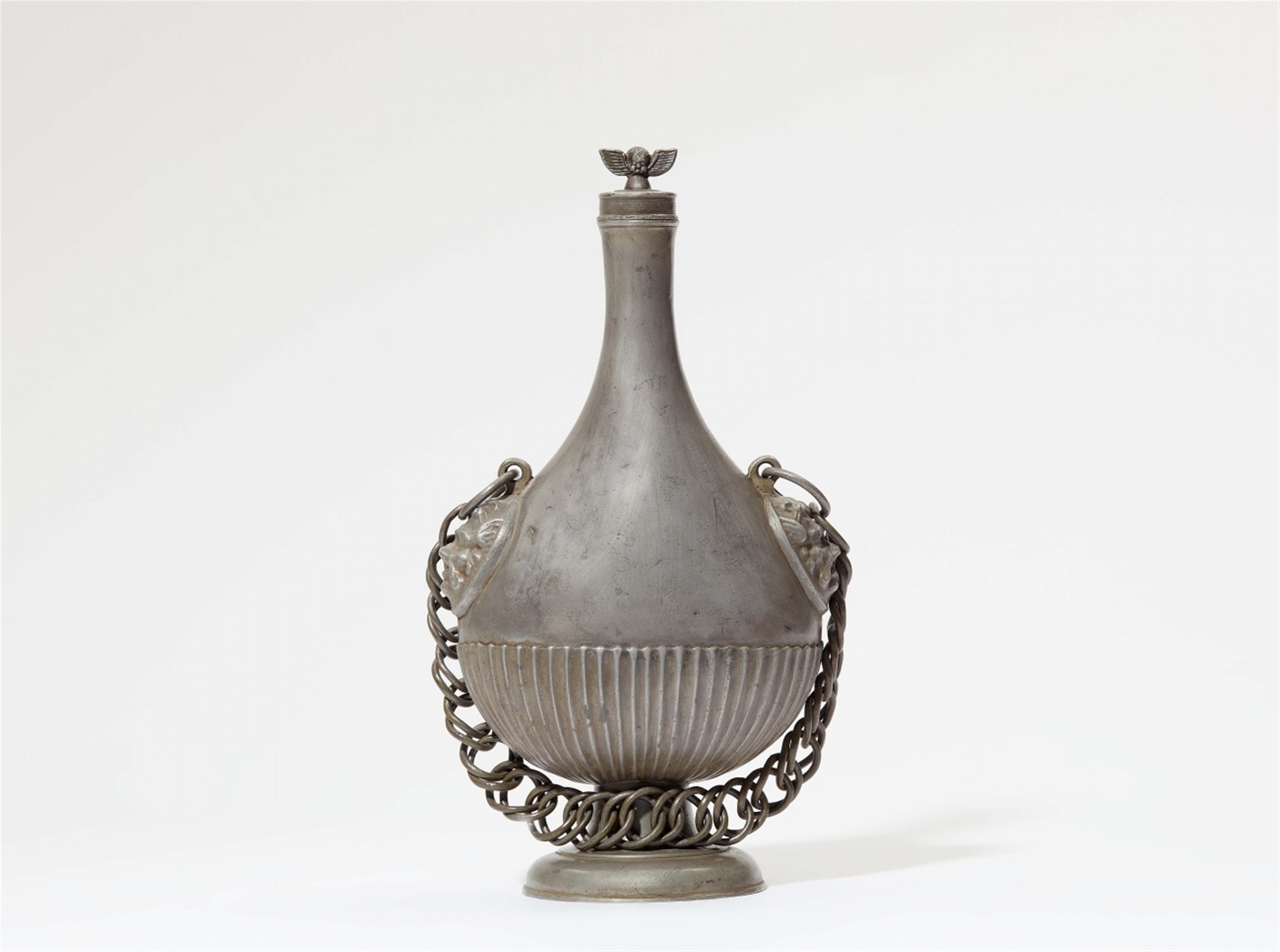 A Basel pewter pilgrim's flask - image-1