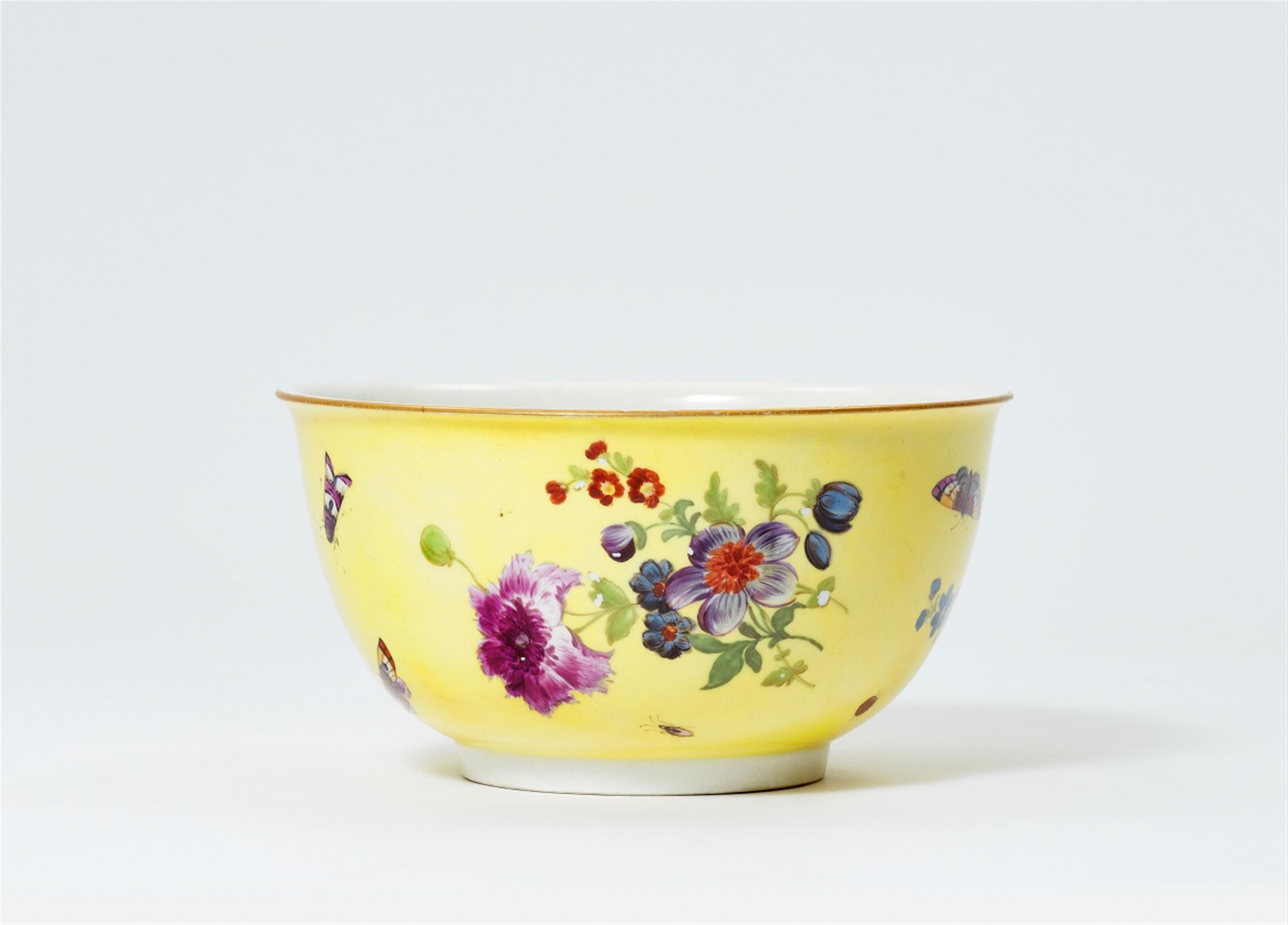A Meissen porcelain slop bowl with flowers and insects - image-1