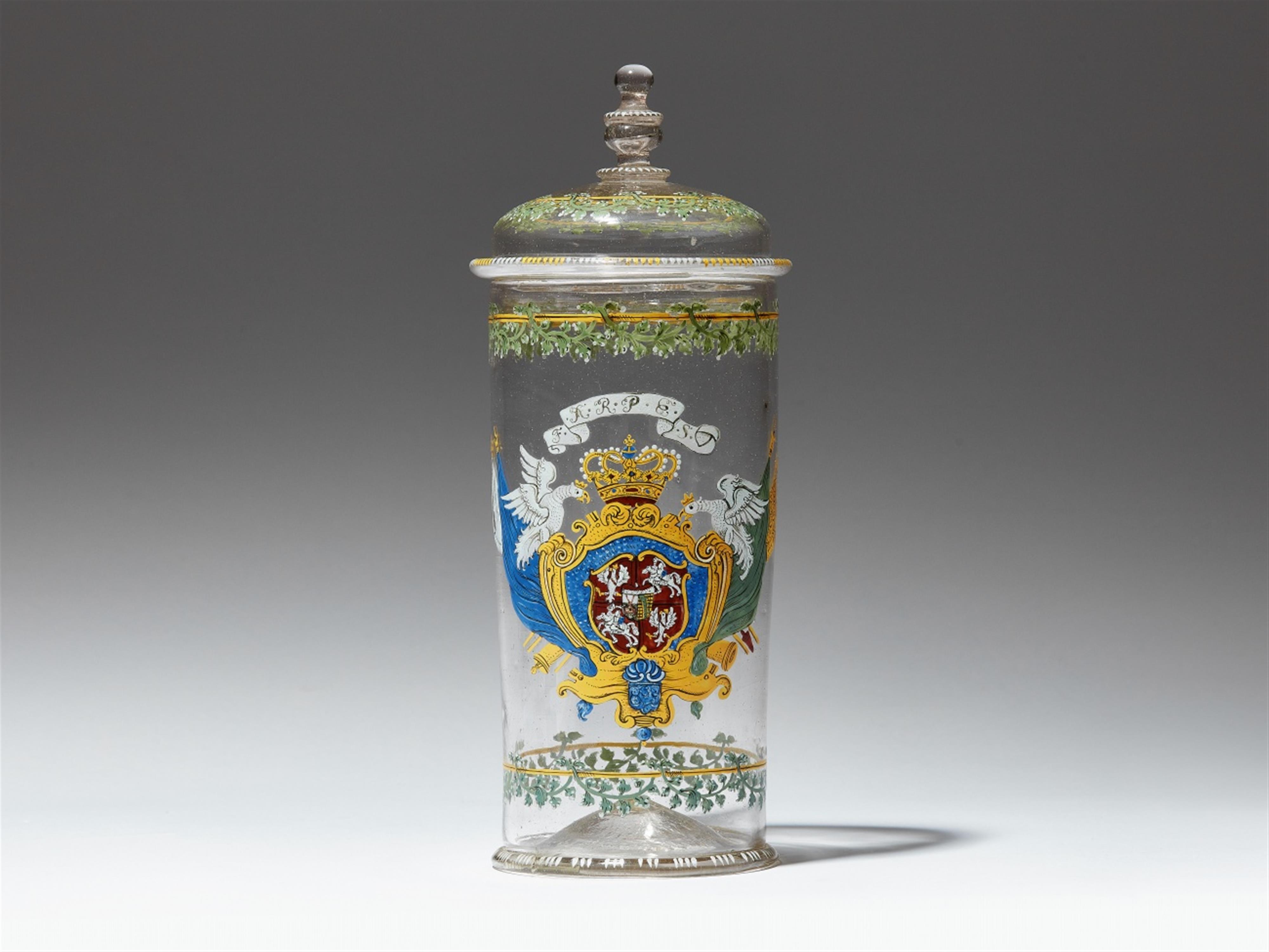 A Saxon tankard and cover dedicated to Friedrich August I - image-1