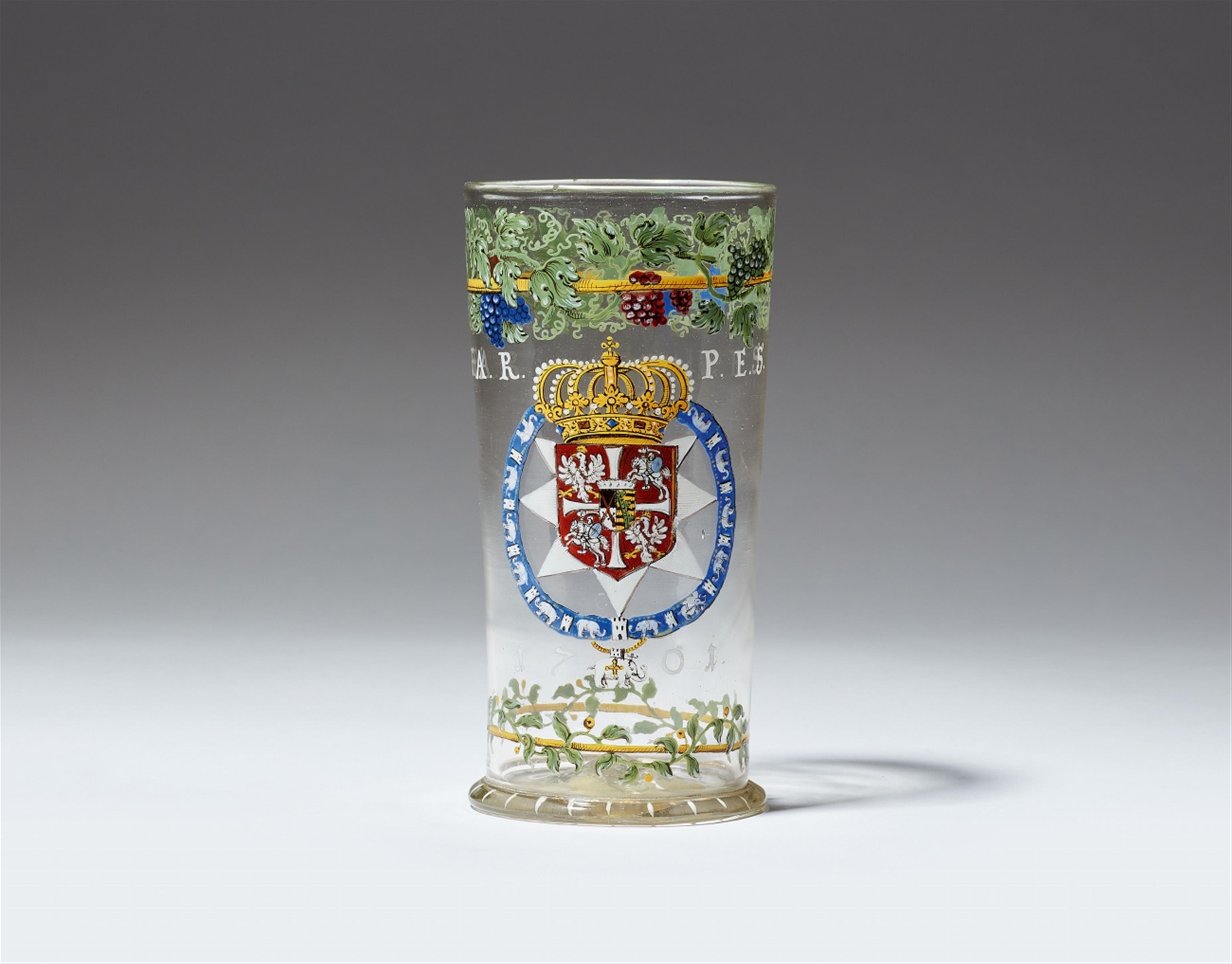 A glass beaker with the Saxon-Polish coat of arms - image-1