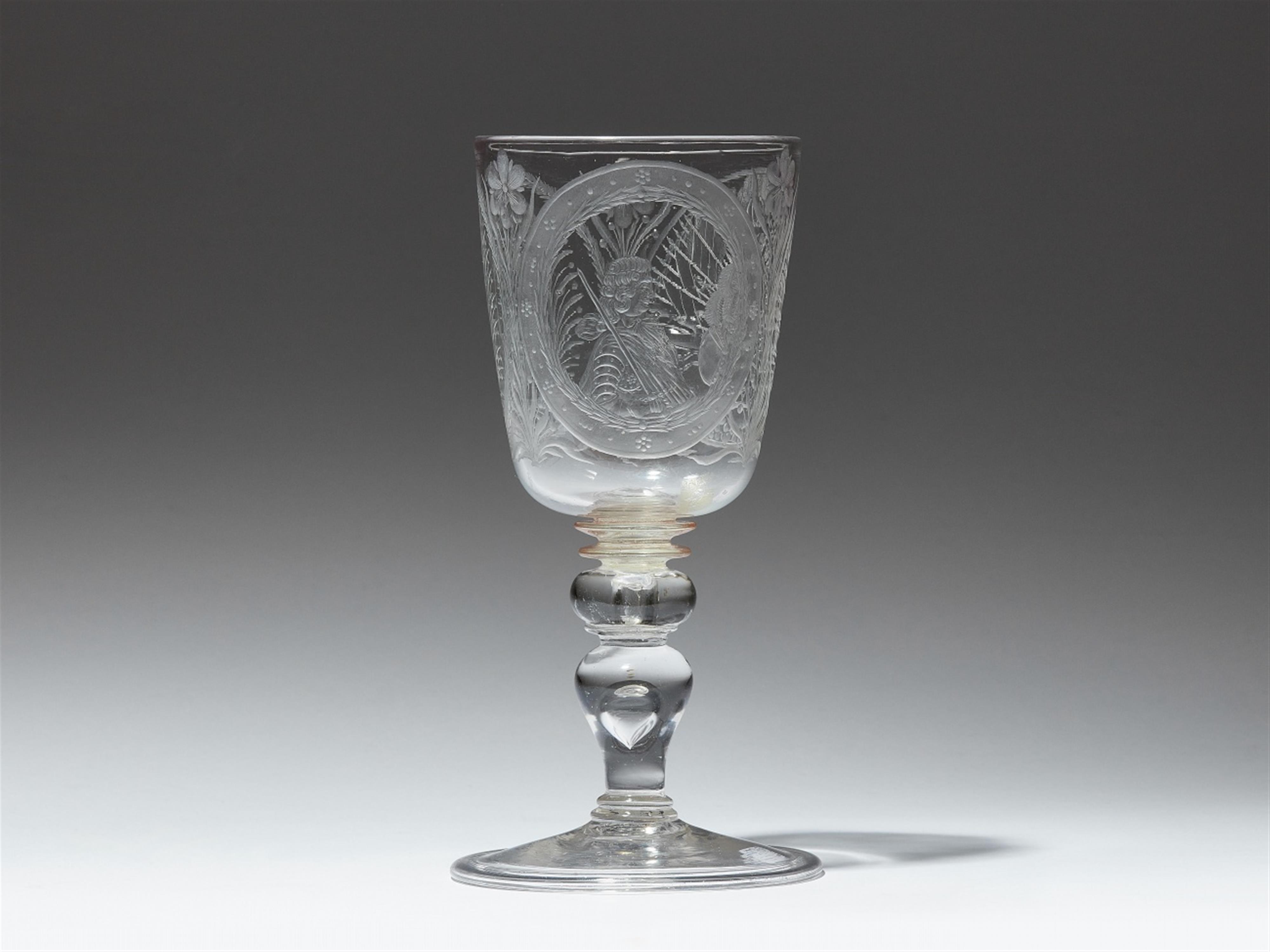 An important glass goblet commemorating Johann Georg III of Saxony - image-1
