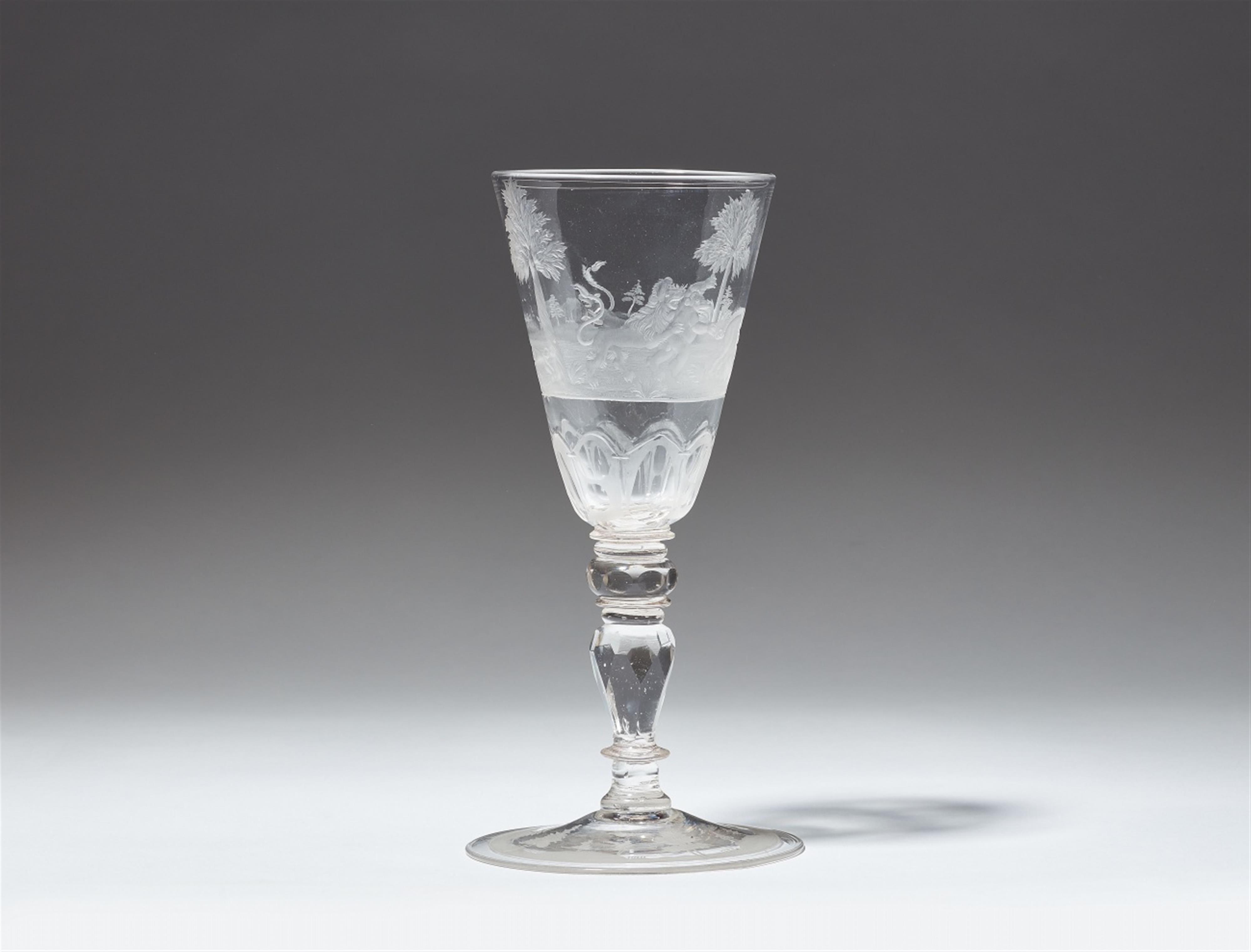 A Saxon glass hunting goblet - image-1