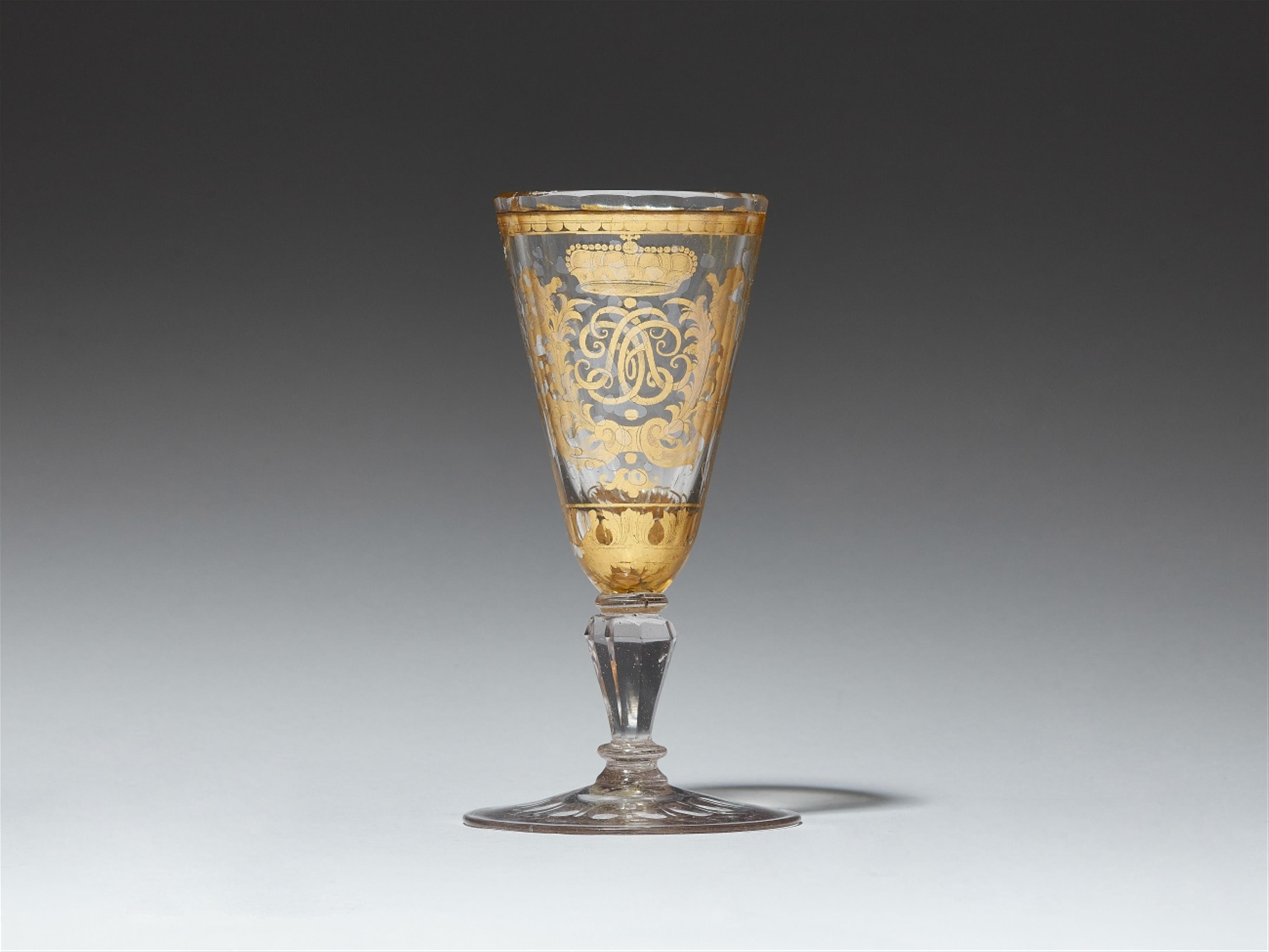 A Bohemian "zwischengoldglas" goblet commemorating Prince Elector Clemens August - image-1