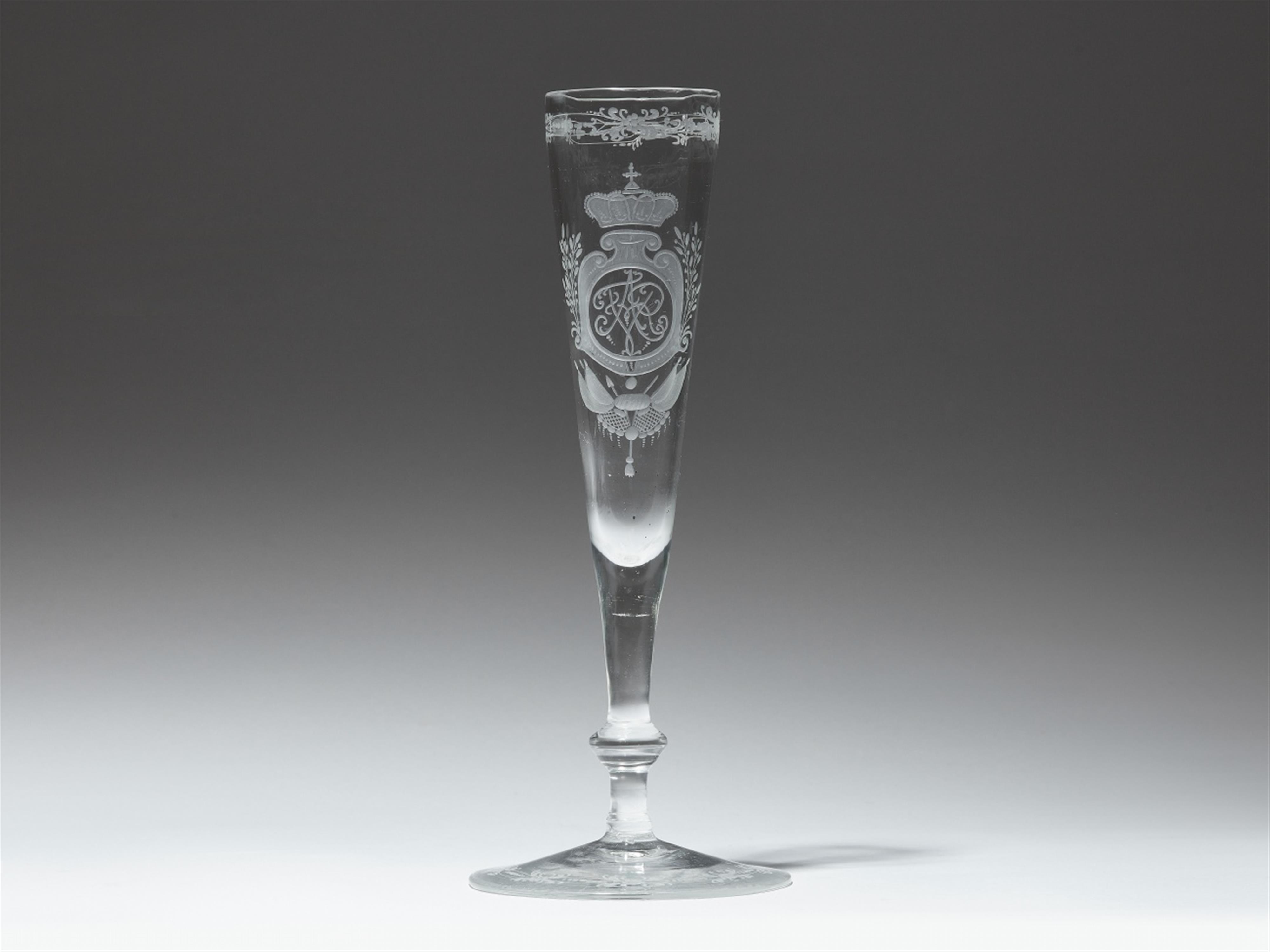 An east German flute glass monogrammed "FAVR" - image-1