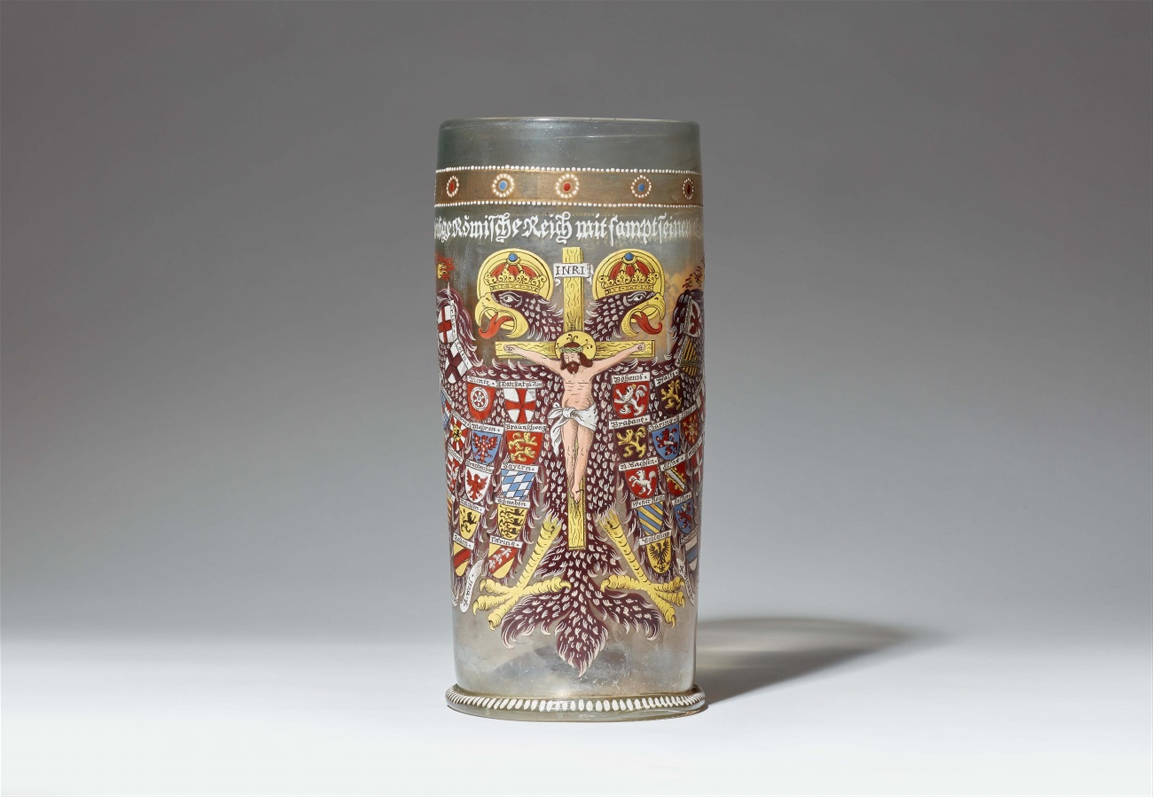 A Historicist Bohemian glass tankard with the imperial eagle - image-1