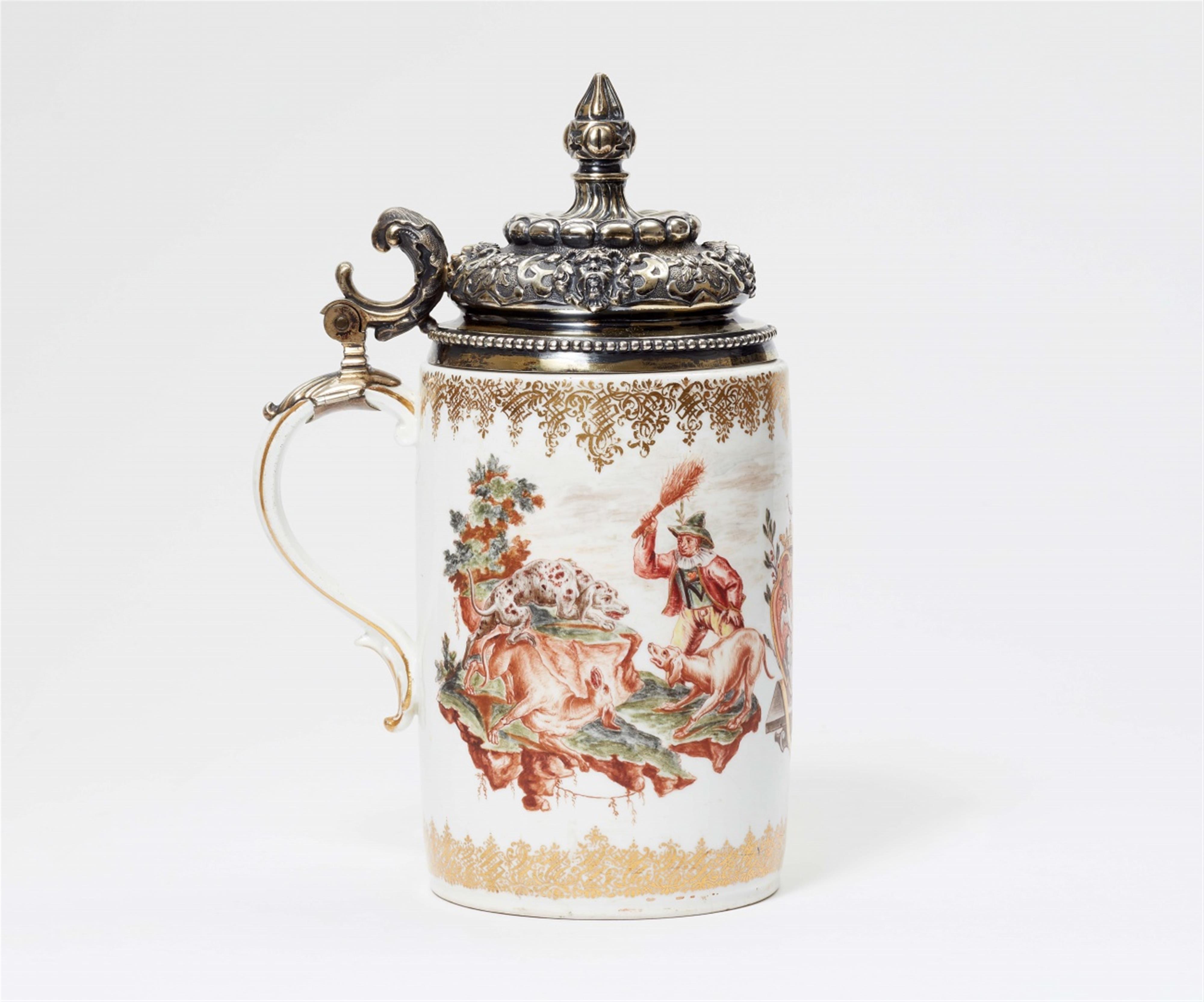 An important Meissen porcelain tankard with hausmaler decor - image-3