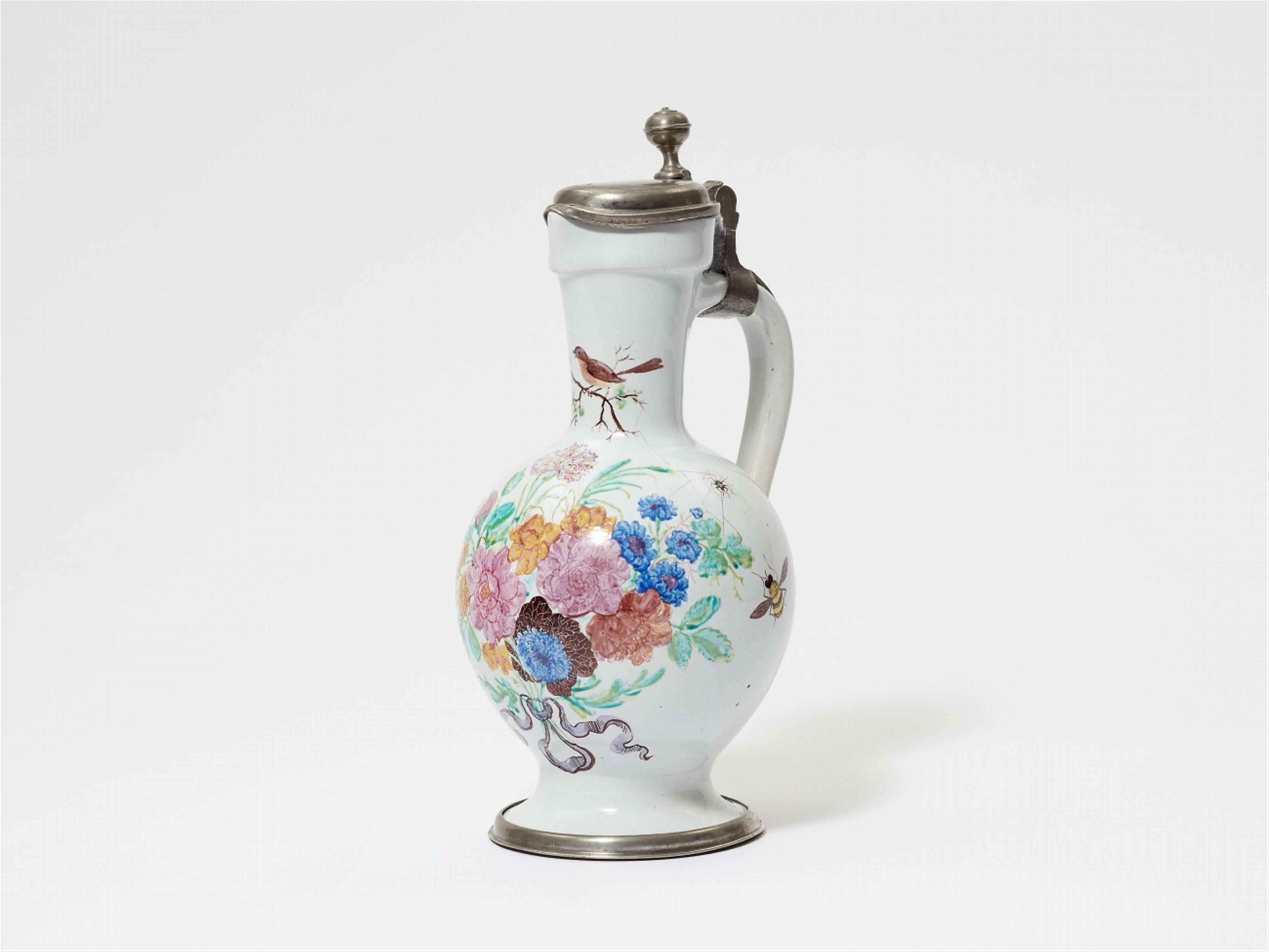 A Hanau faience pitcher decorated by Bartholomeus Seuter - image-2