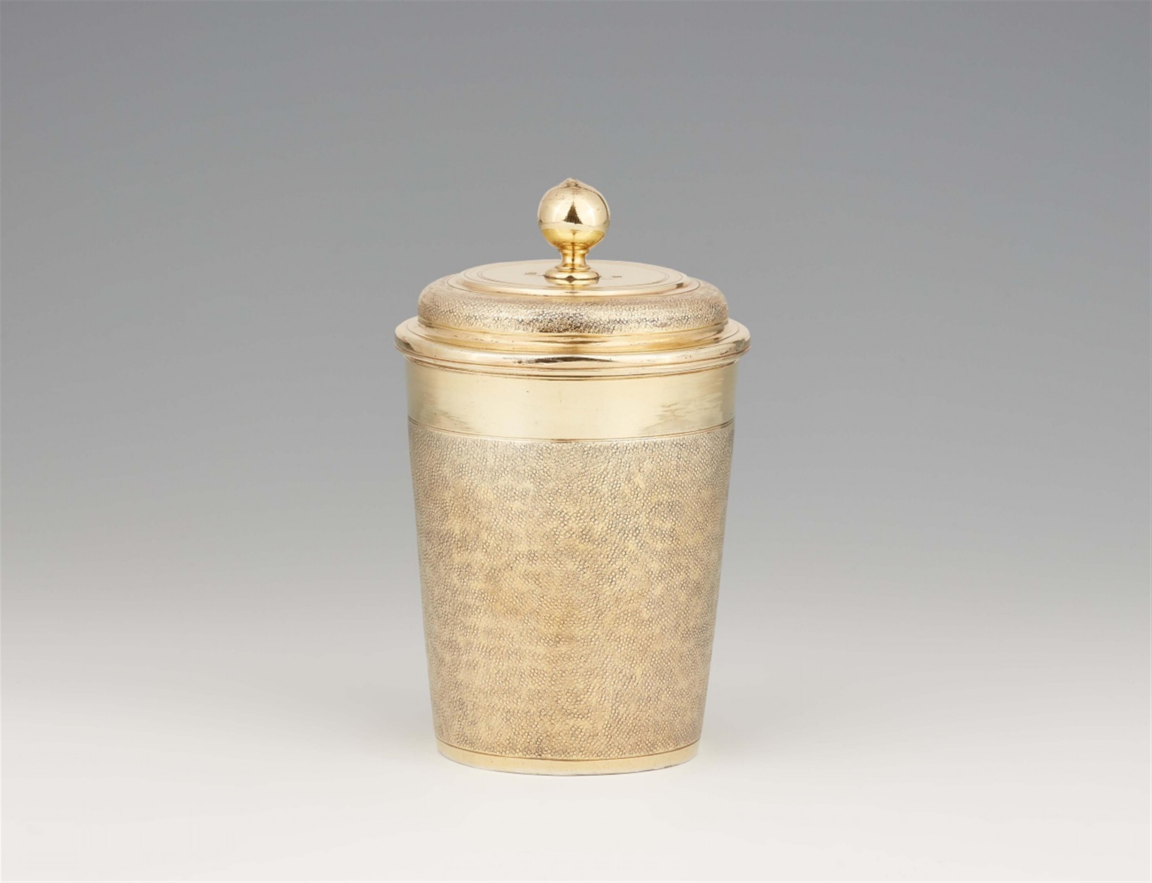 An Augsburg silver gilt snakeskin beaker and cover - image-1