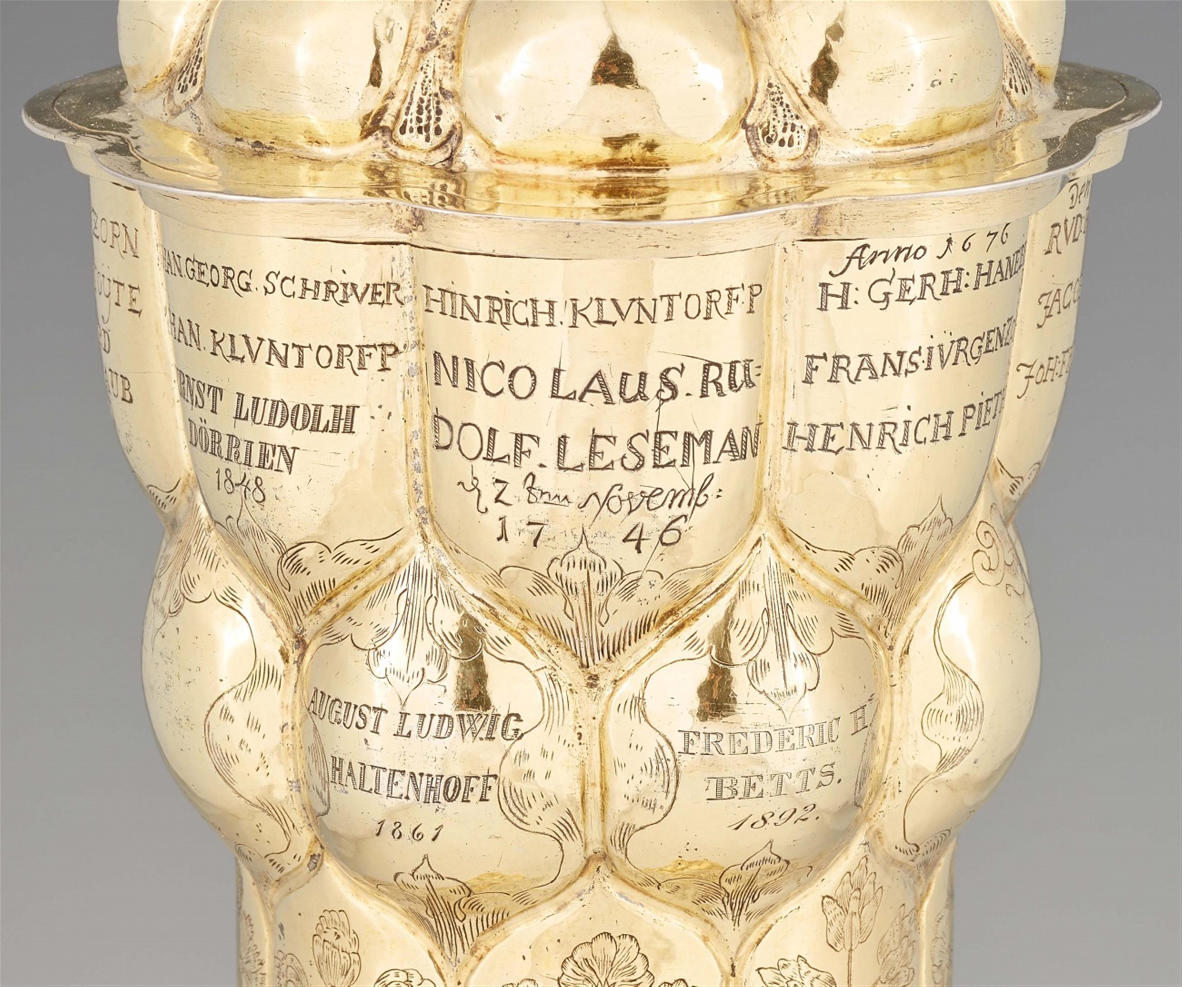 A large early Baroque silver gilt cup and cover - image-2