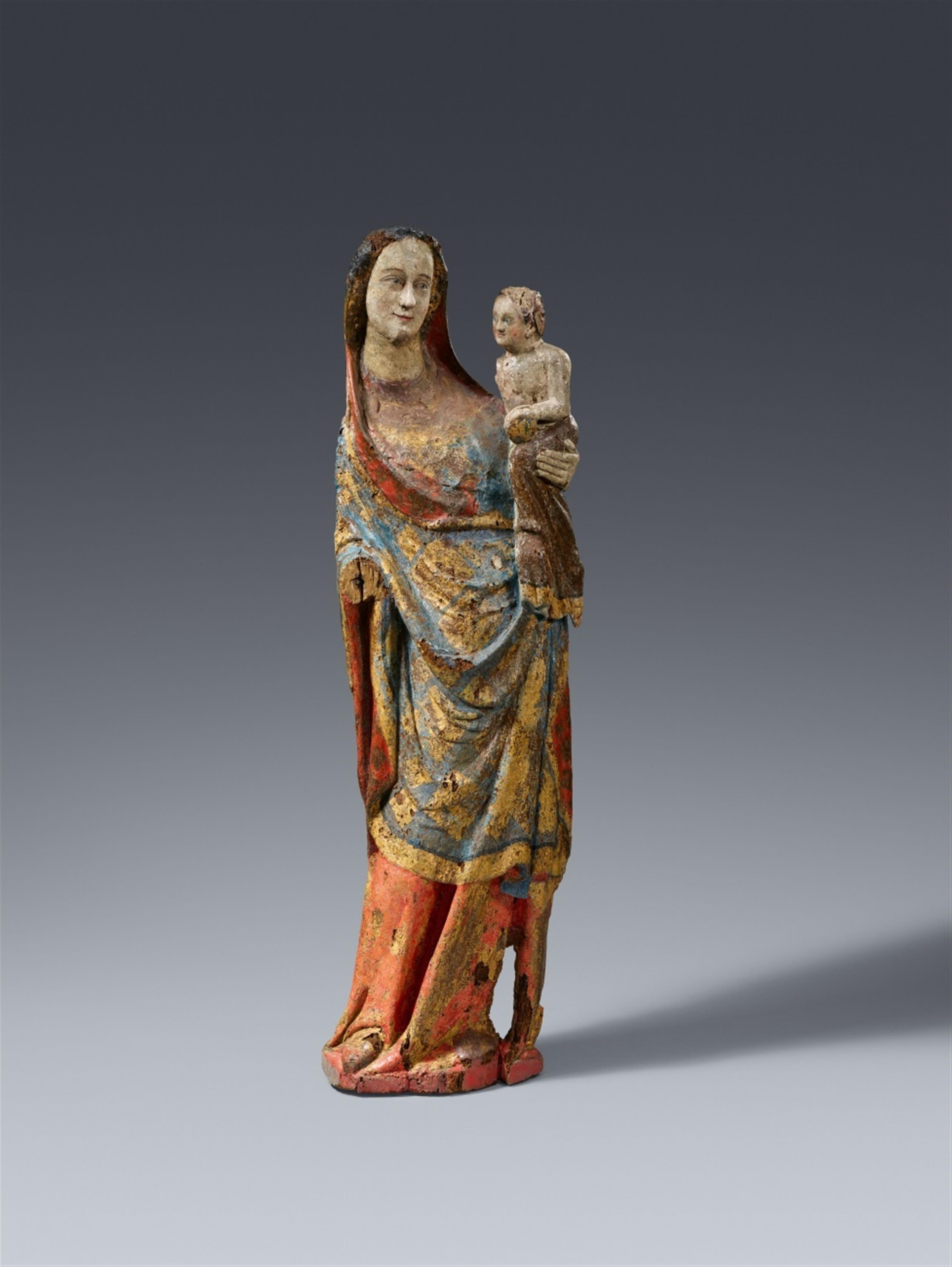 Probably Rhineland mid-14th century - A mid-14th century figure of the Virgin and Child, presumably Rhenish - image-1