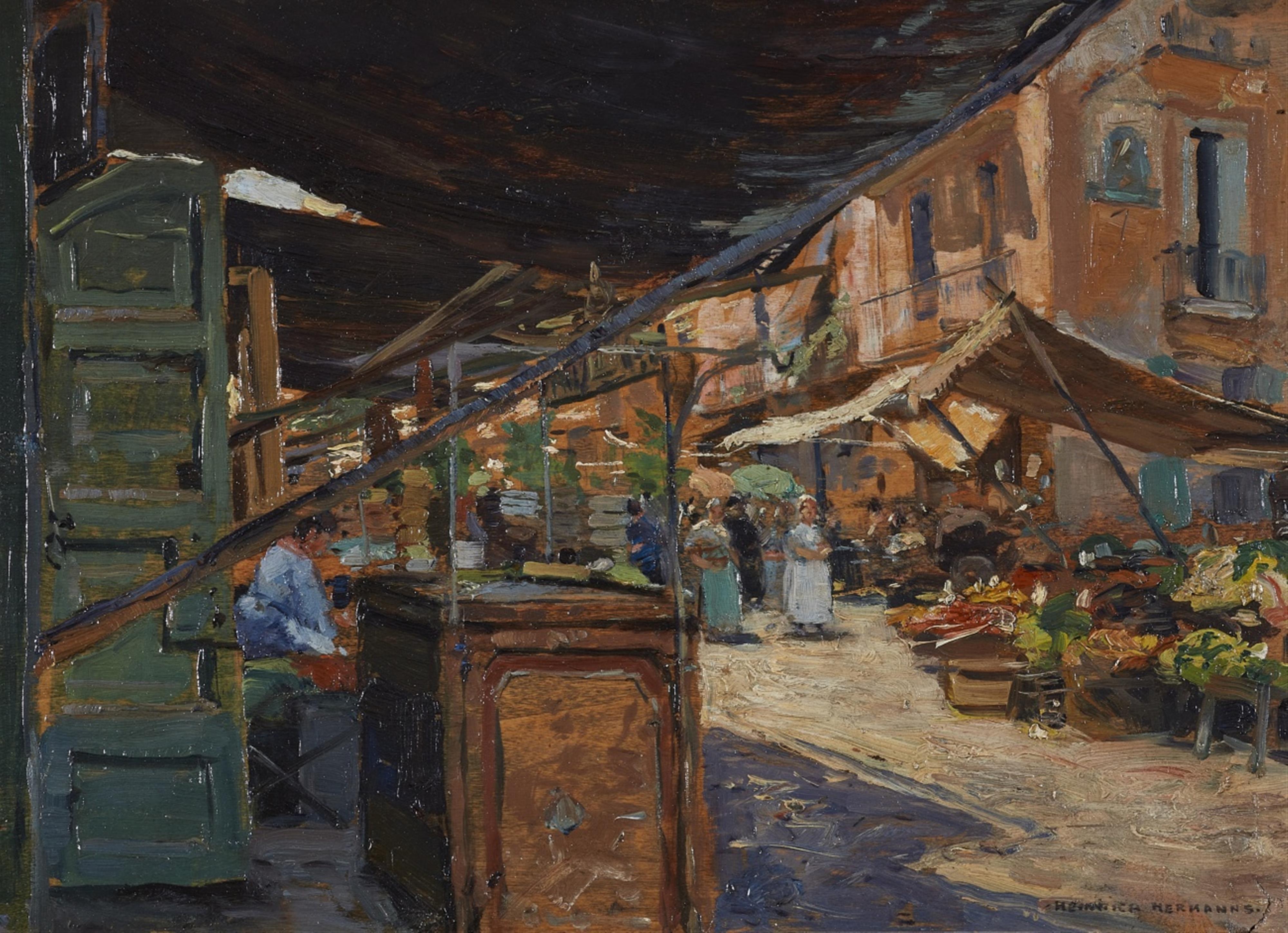 Heinrich Hermanns - Italian Market Scene - image-1