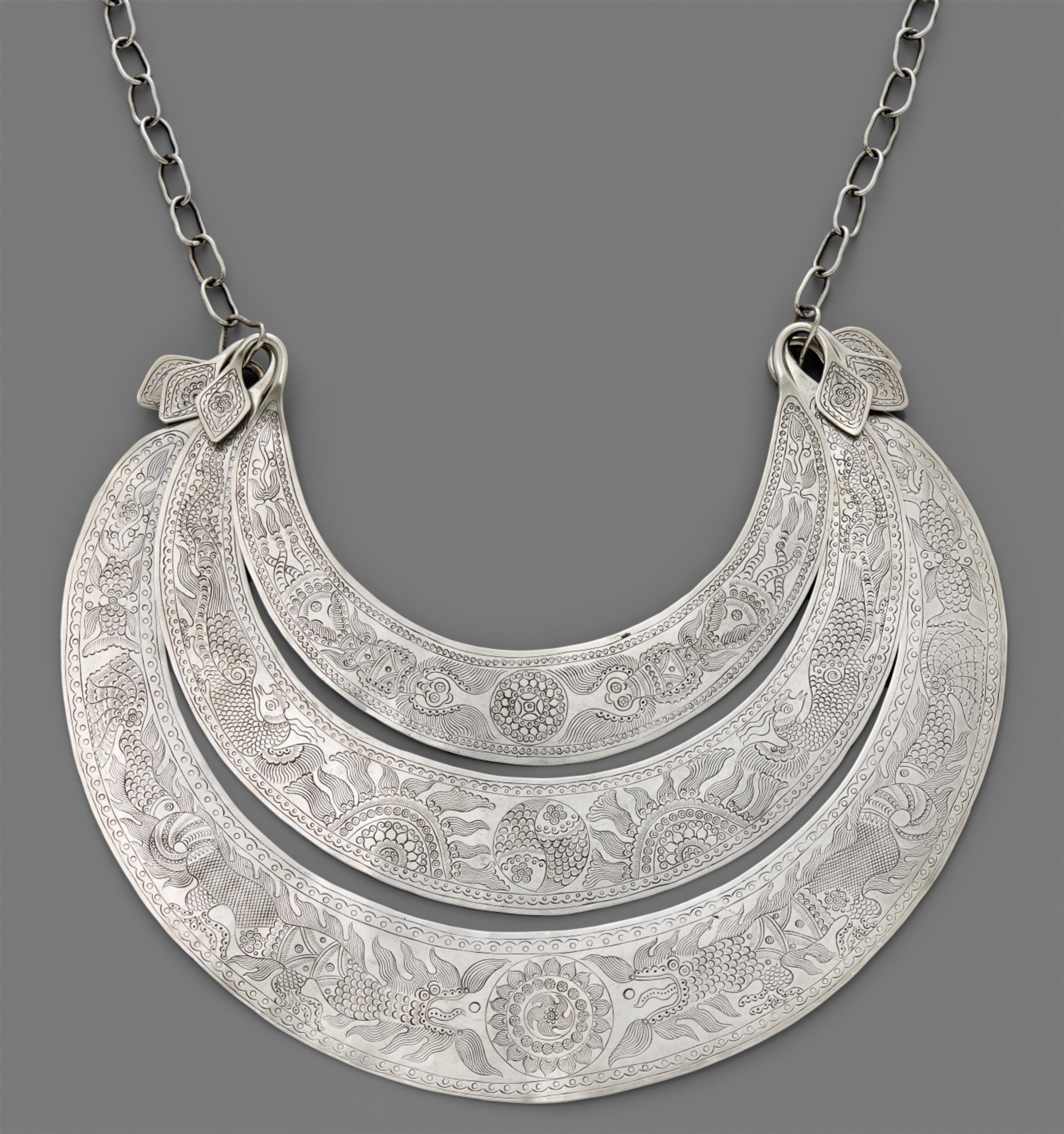 A silver neck ornament of the Li tribe. Southern China. Hainan island. 1960s/70s - image-1