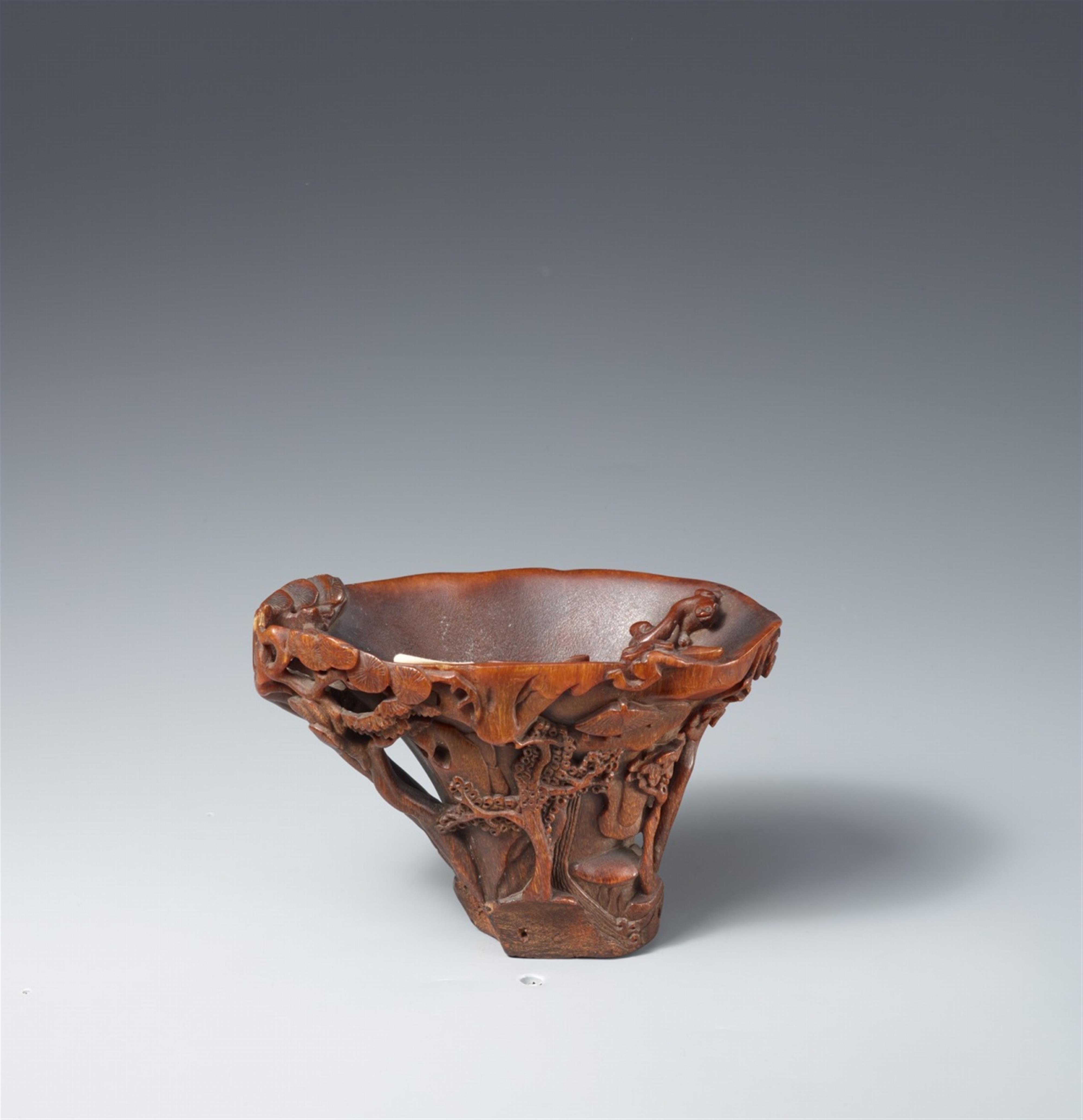 A rhinoceros horn libation cup. 17th/18th century - image-2