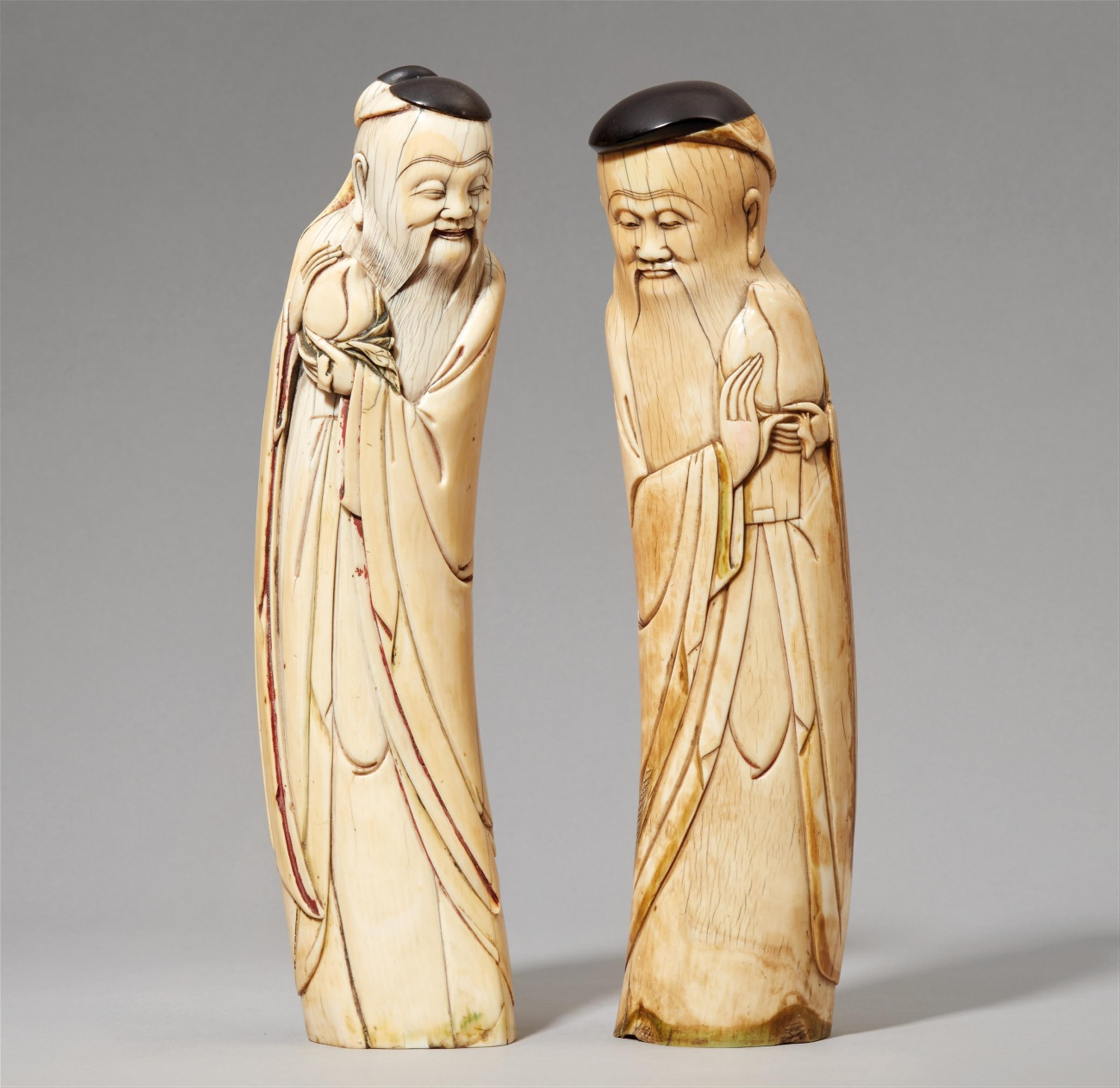 Two tall ivory and wood figures of Shoulao. 17th century - image-1