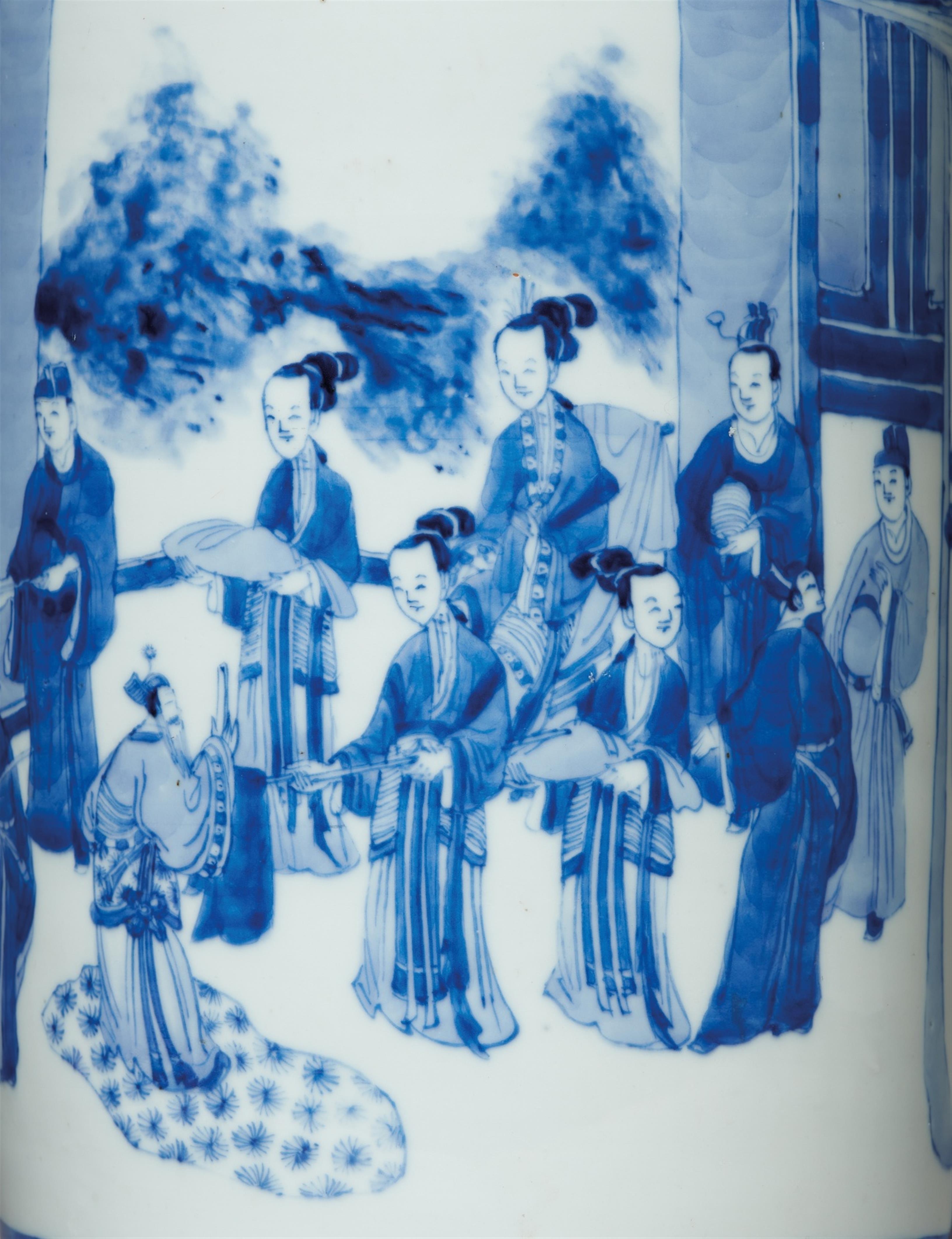 A blue and white rouleau-vase. Kangxi period (1662-1722) - image-2