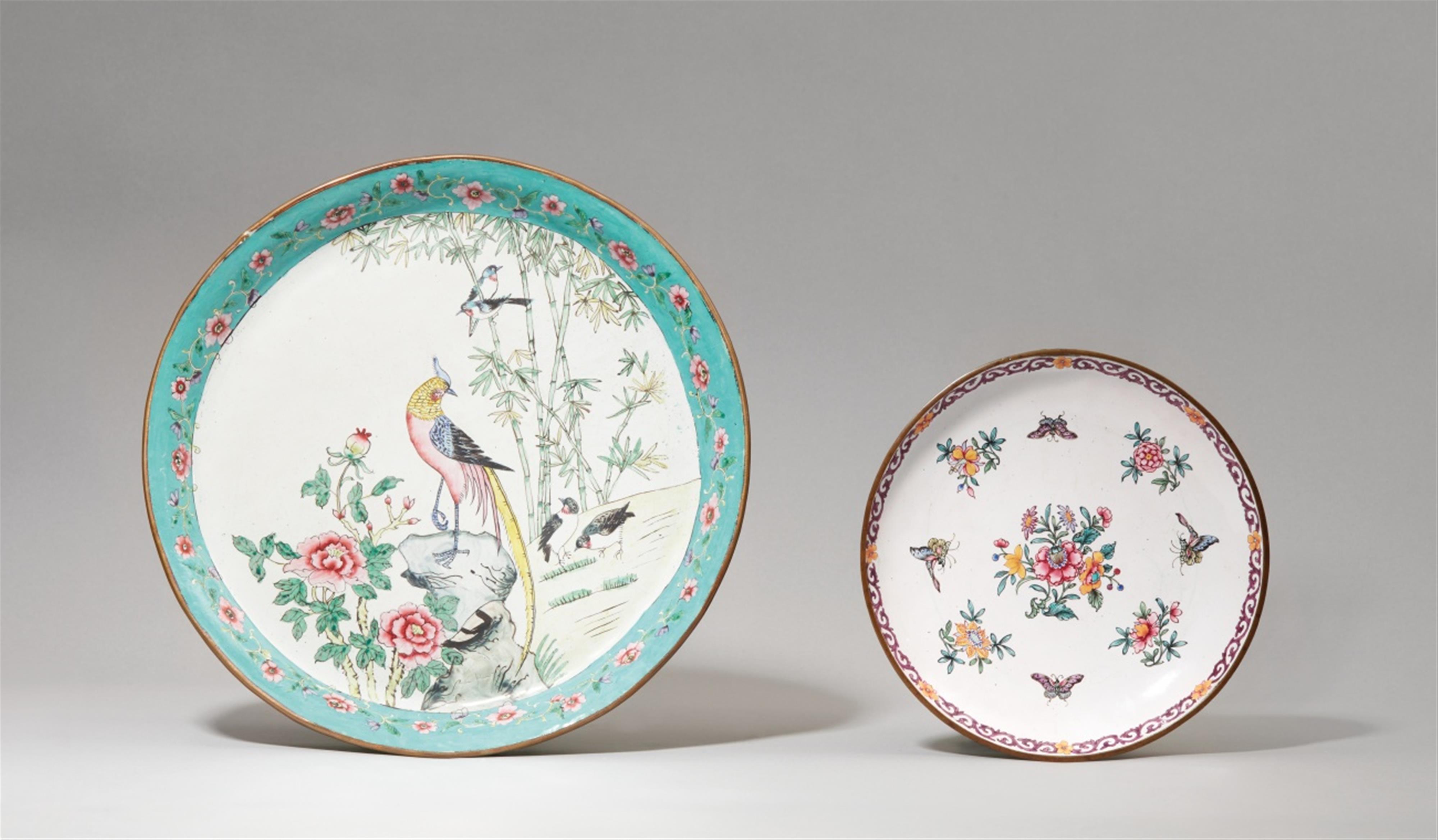 Two painted enamel dishes. Late 19th century - image-1