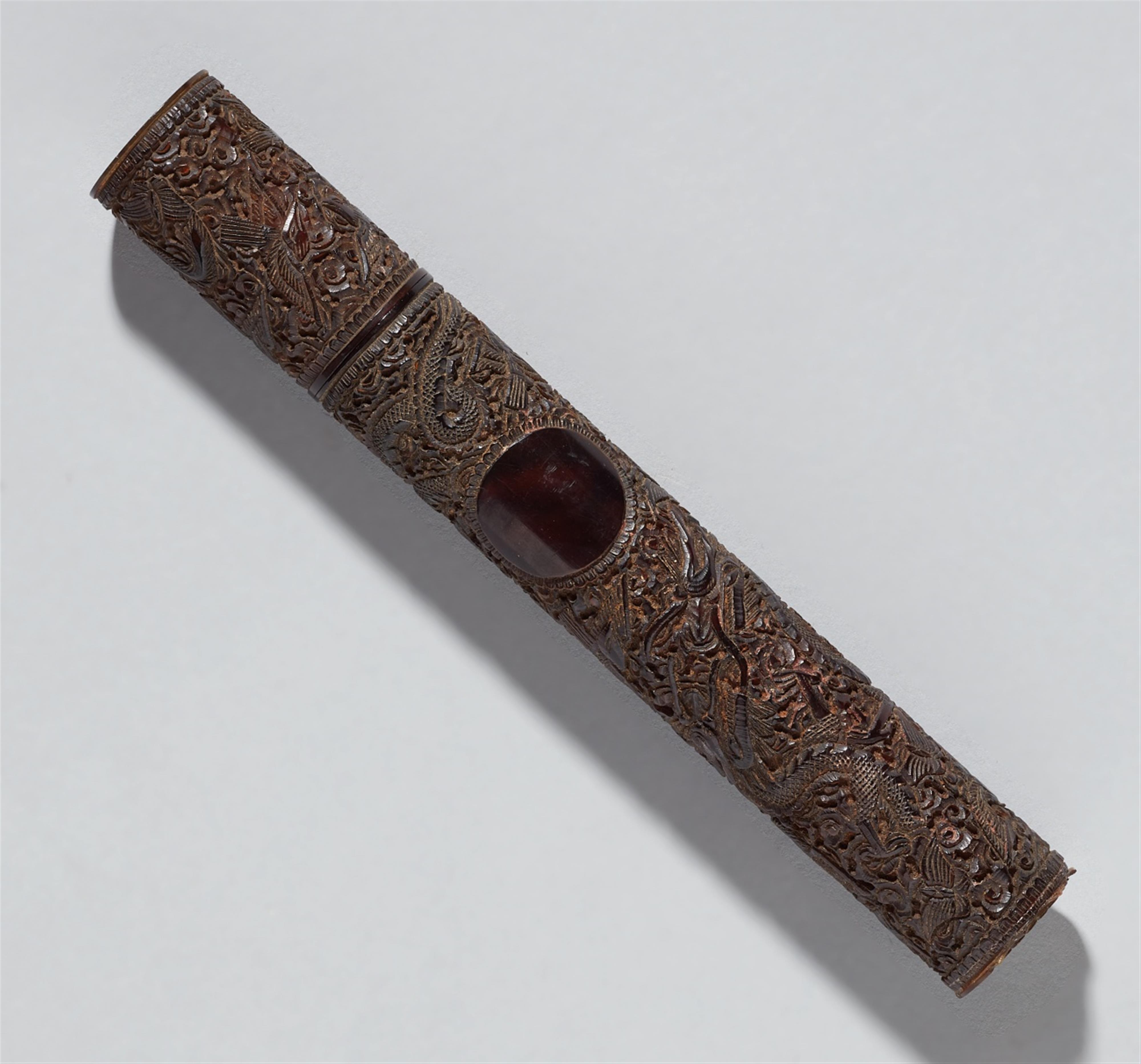 A Canton tortoise shell case for netting tools. First half 19th century - image-1