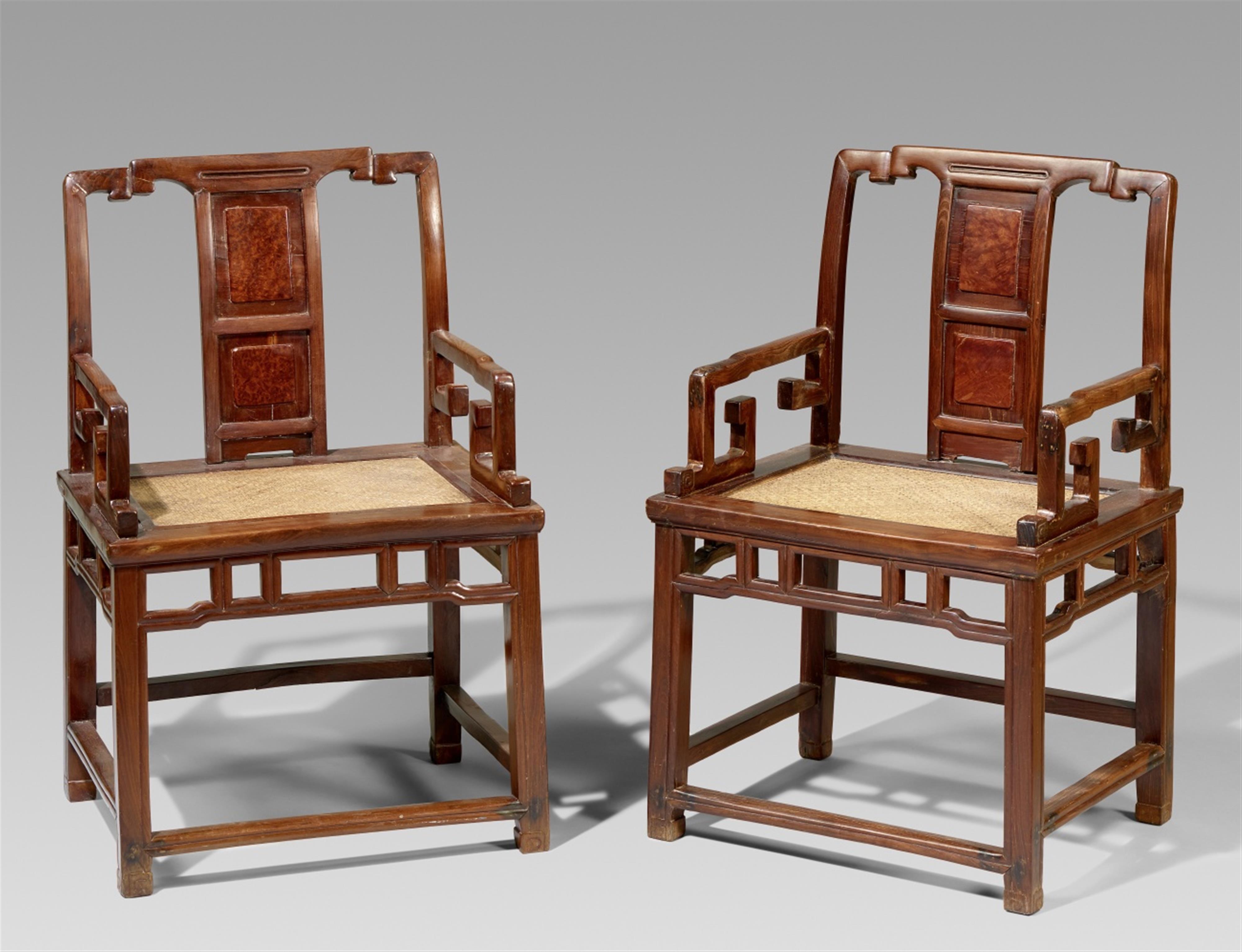 A pair of wooden armchairs. 19th/20th century - image-1