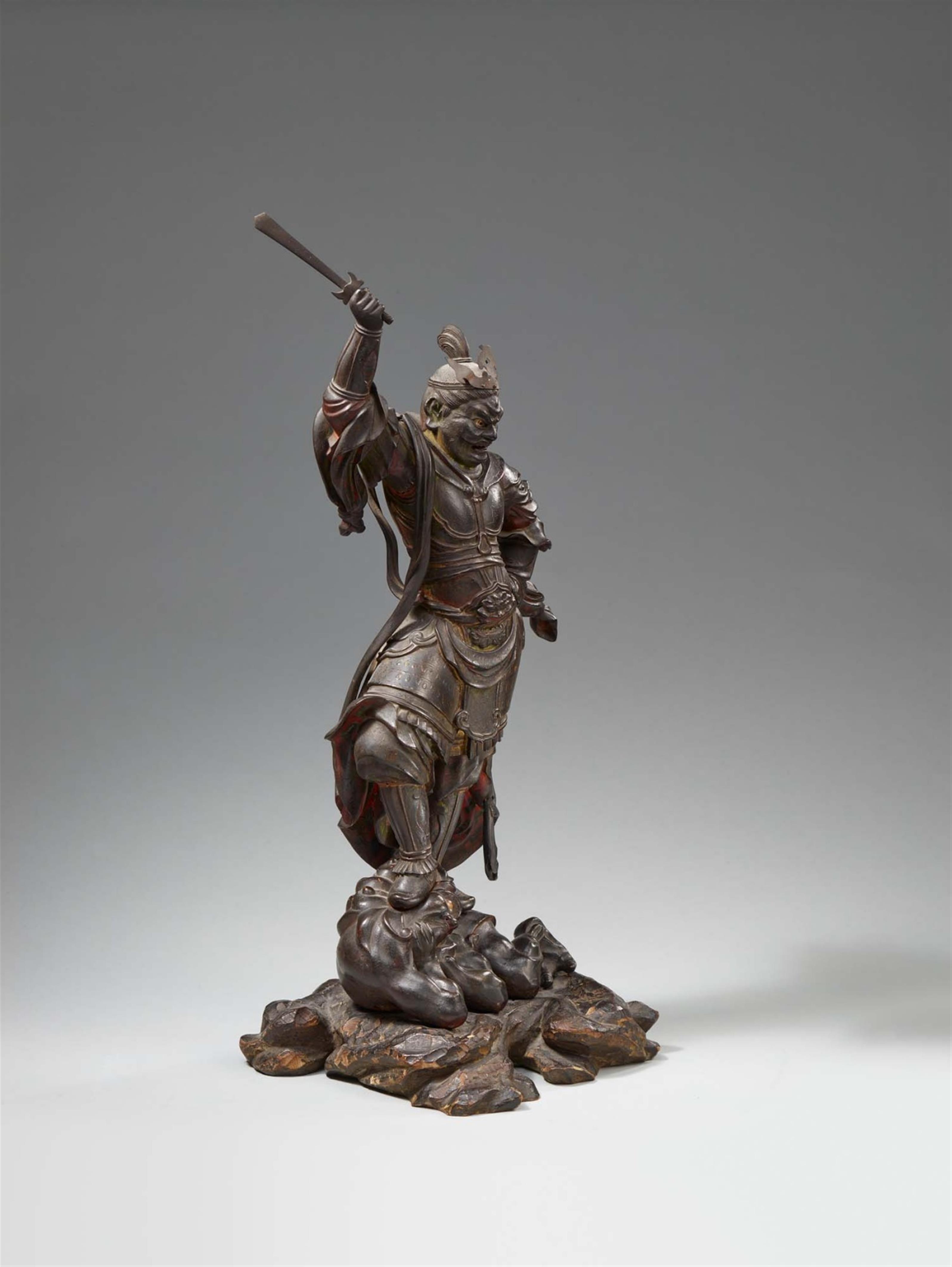 A fine wood sculpture of Jikokuten. Edo-period, 18th century - image-3