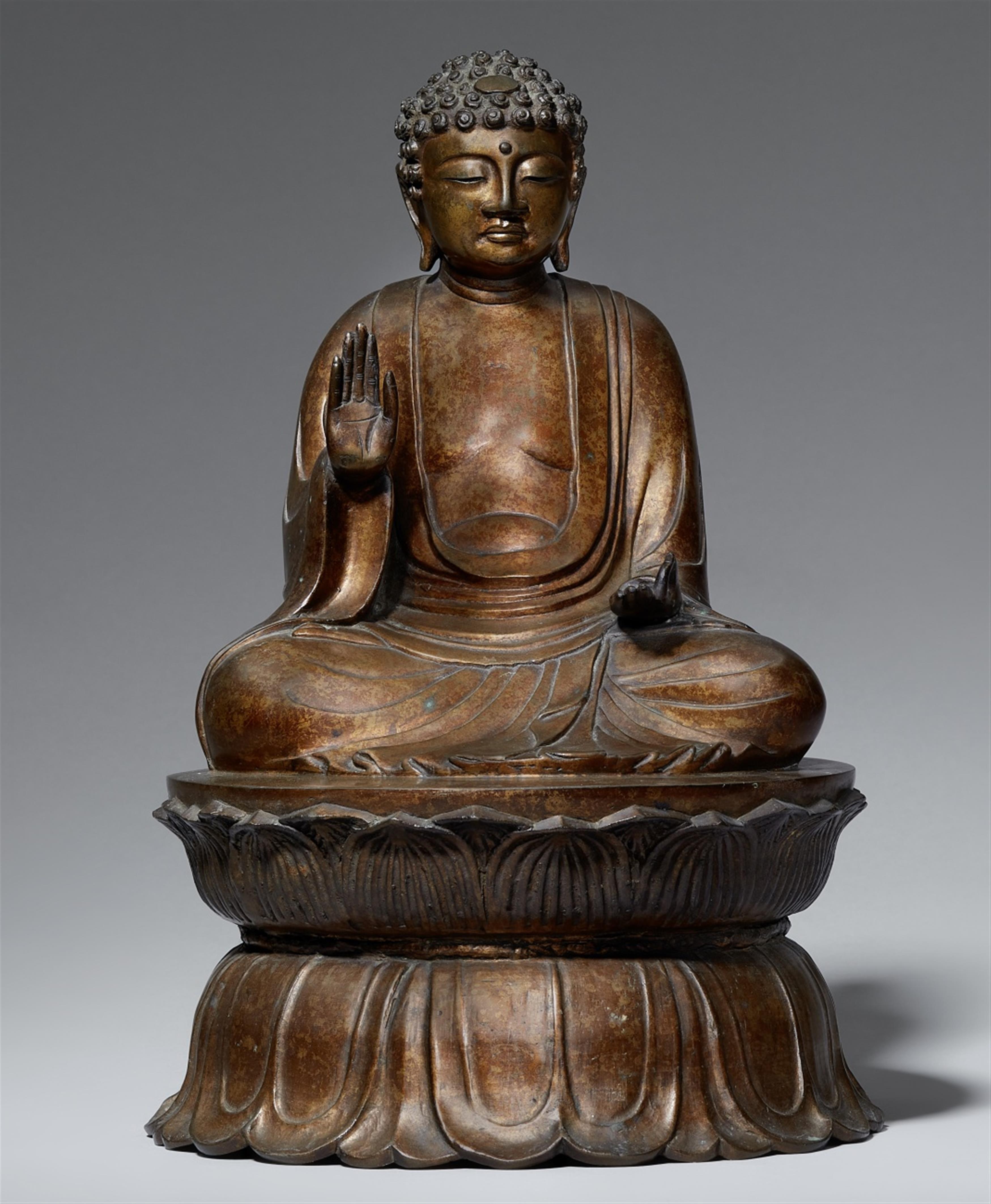 Amida Butsu. Kupferfarbene Bronze. Meiji-Zeit - image-1