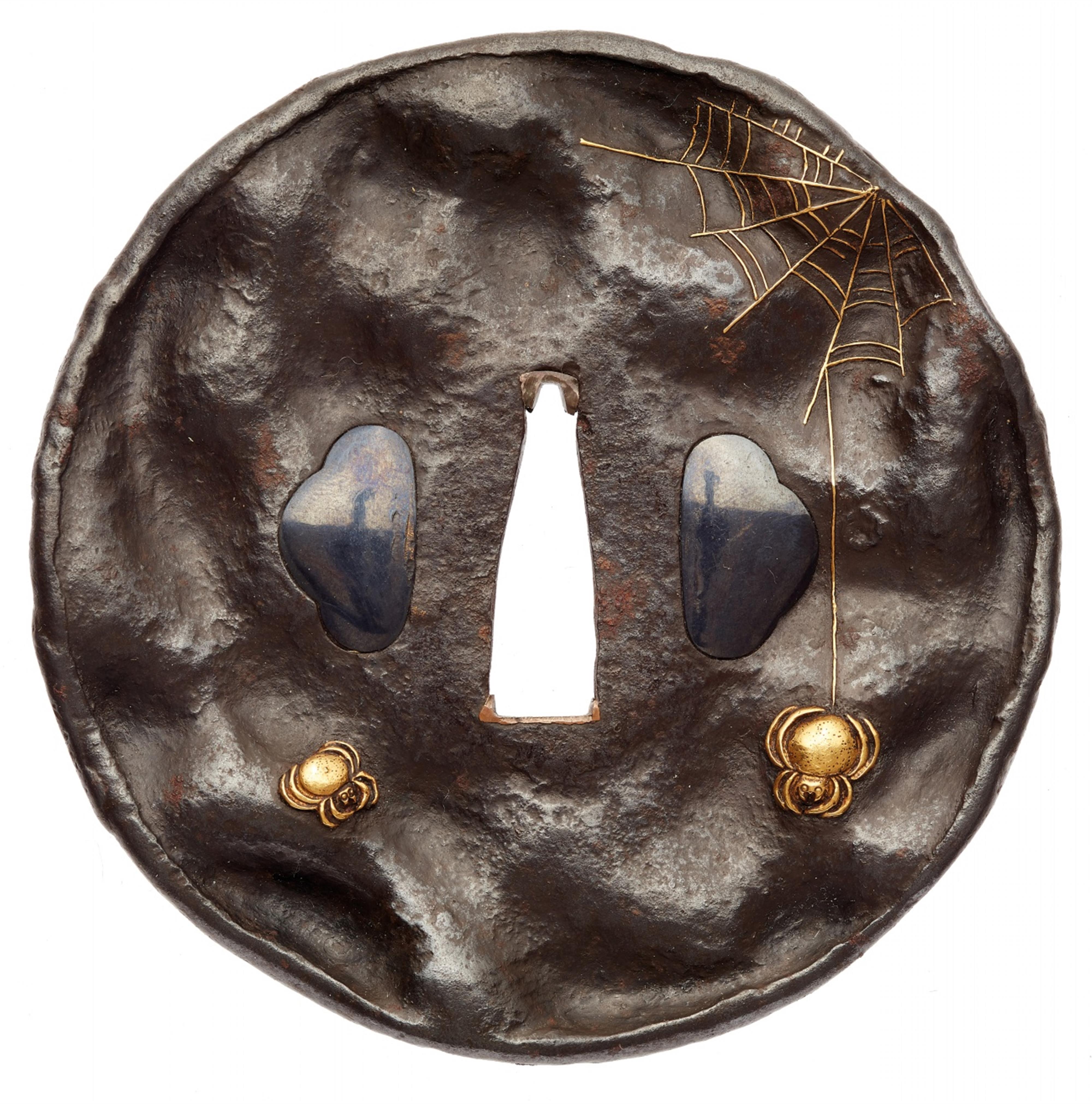 A large Aizu Shôami iron tsuba. 18th century - image-1