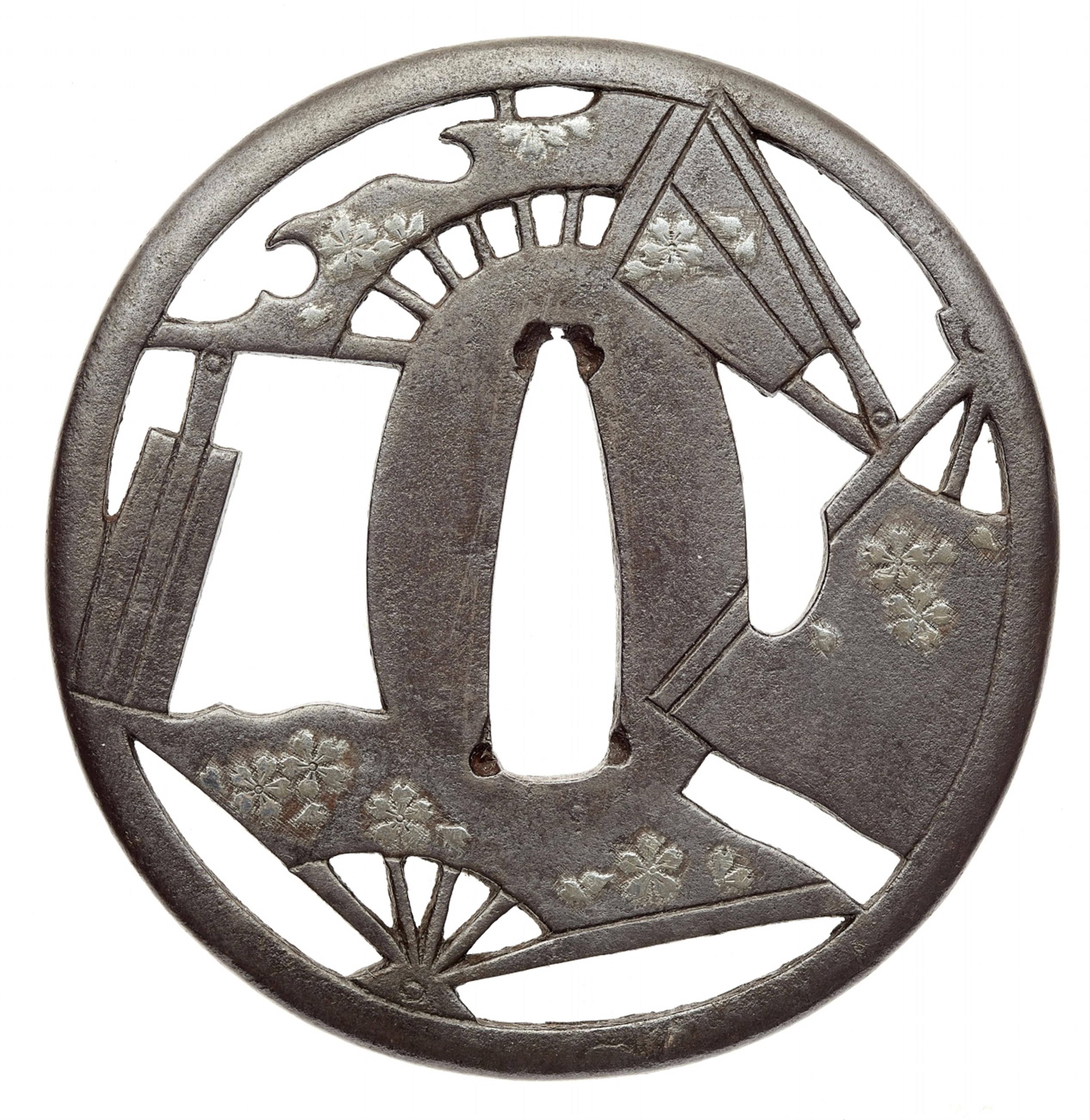 A Kamiyoshi school iron tsuba. Higo province. 18th/19th century - image-1