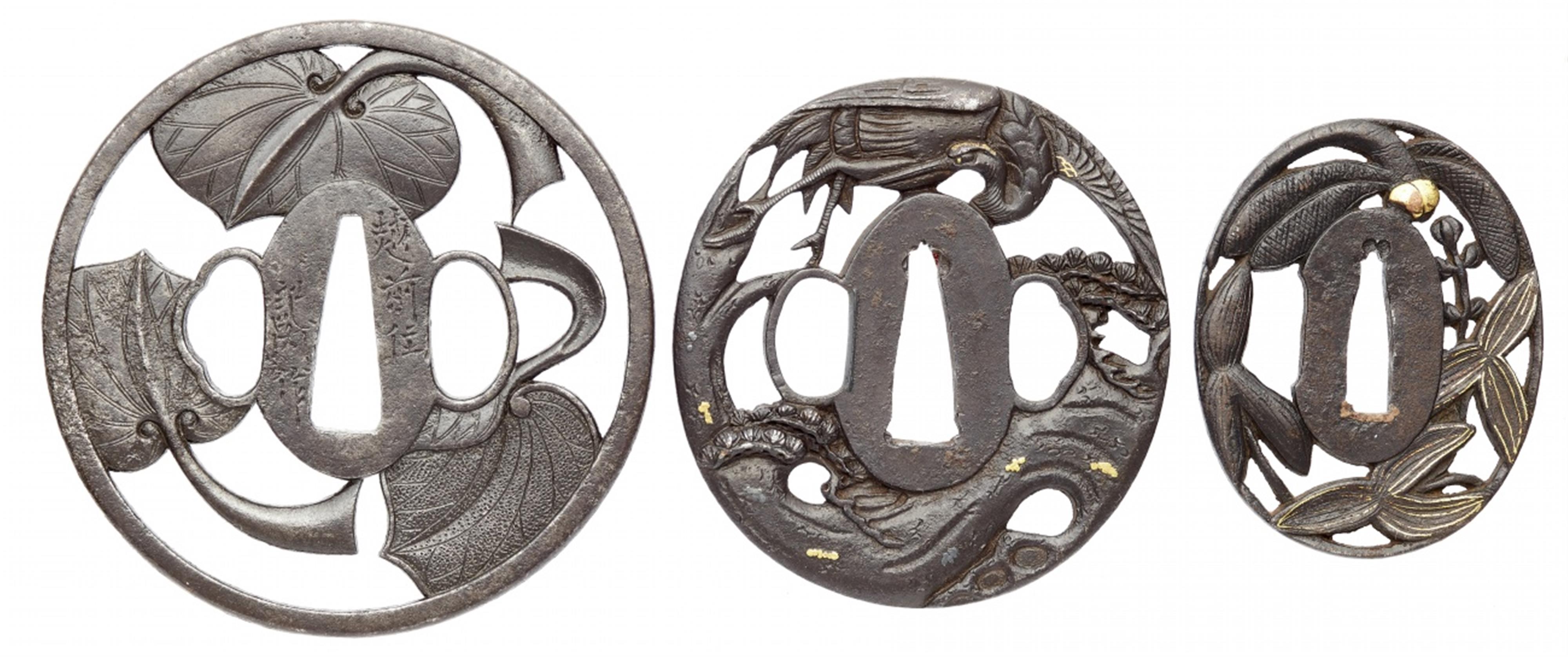 Three iron tsuba. Edo period - image-1