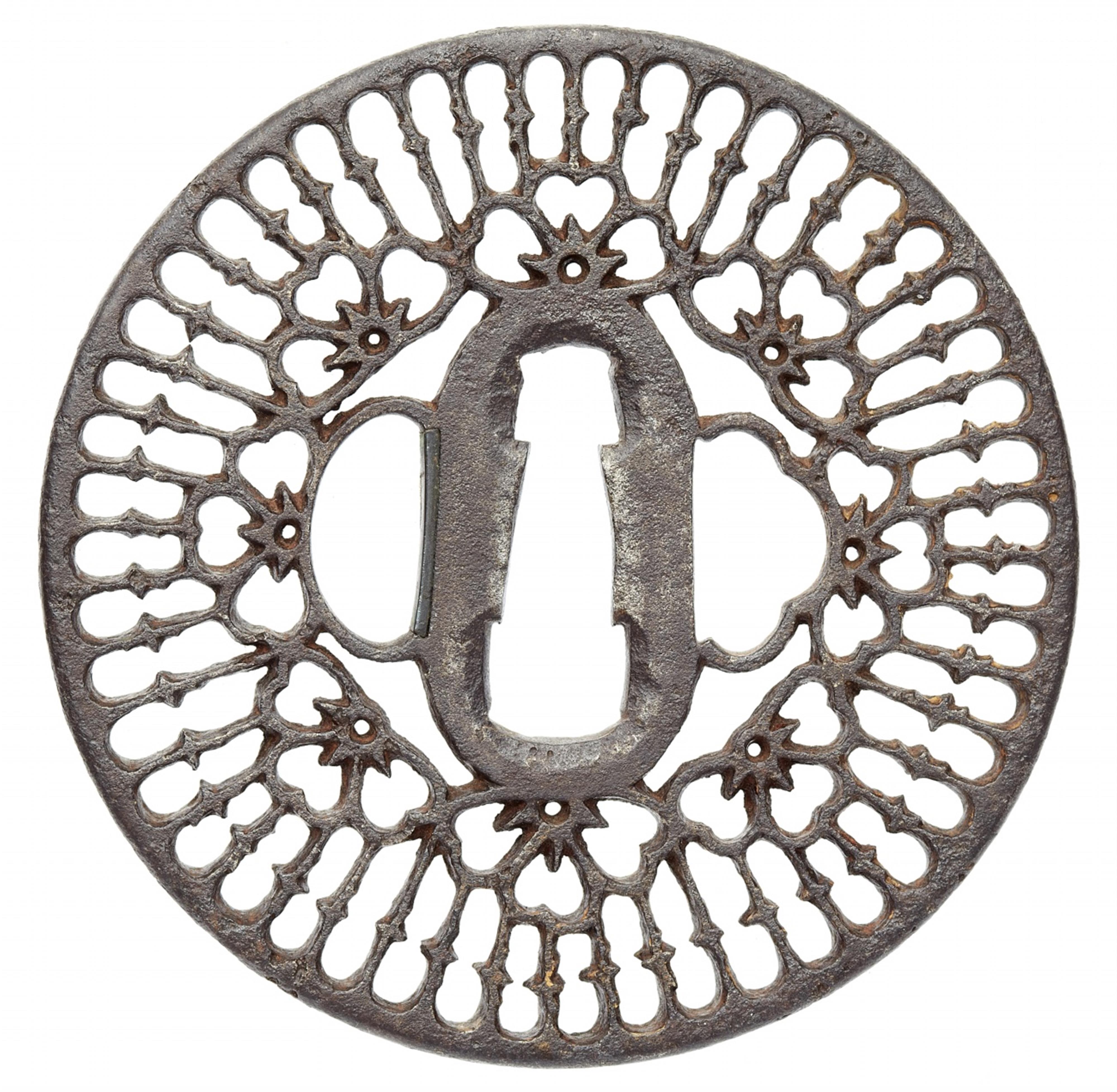 An iron sukashi tsuba. Edo period - image-1