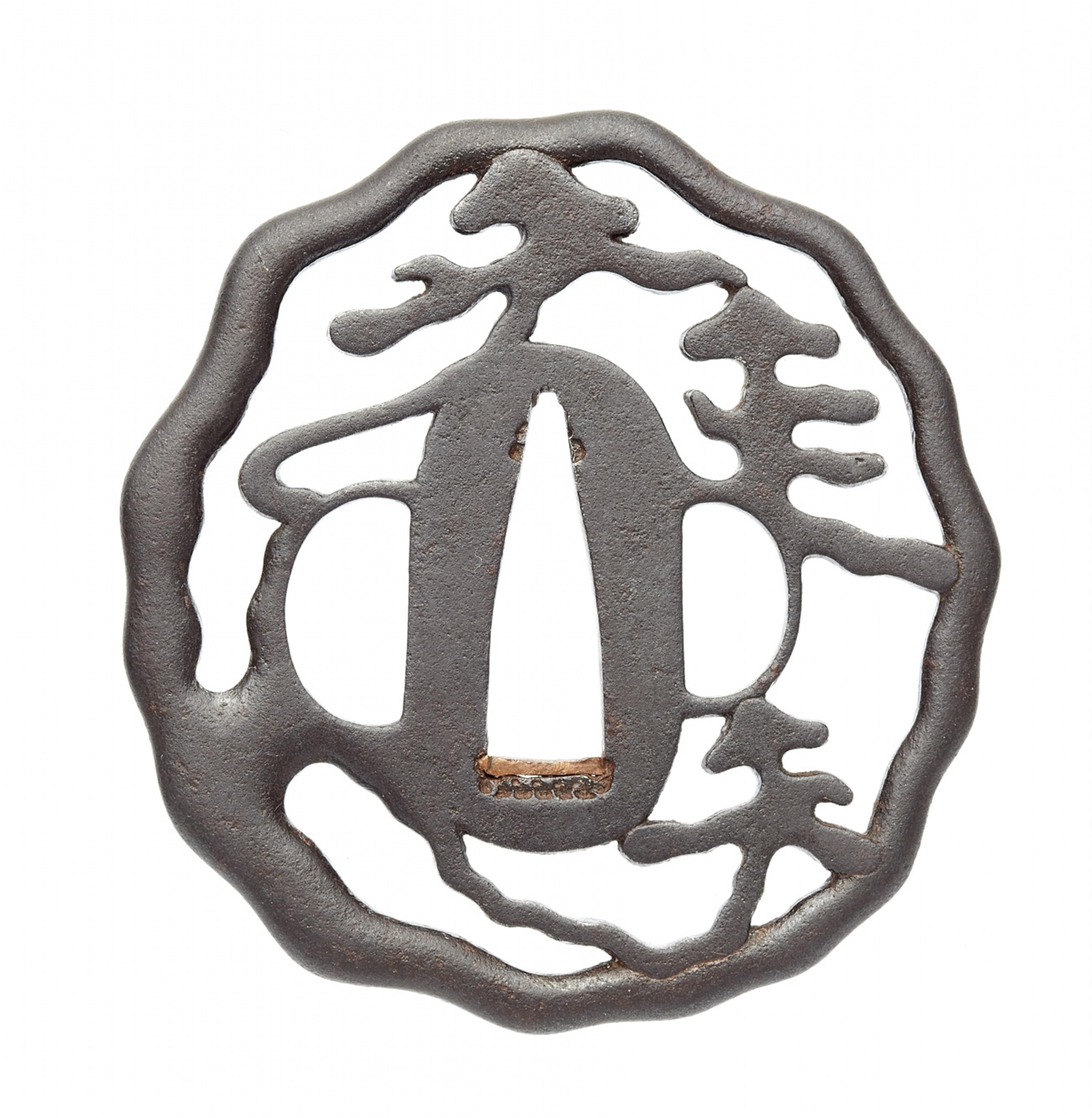 An iron sukashi tsuba. Probably Hayashi school. 18th century - image-1