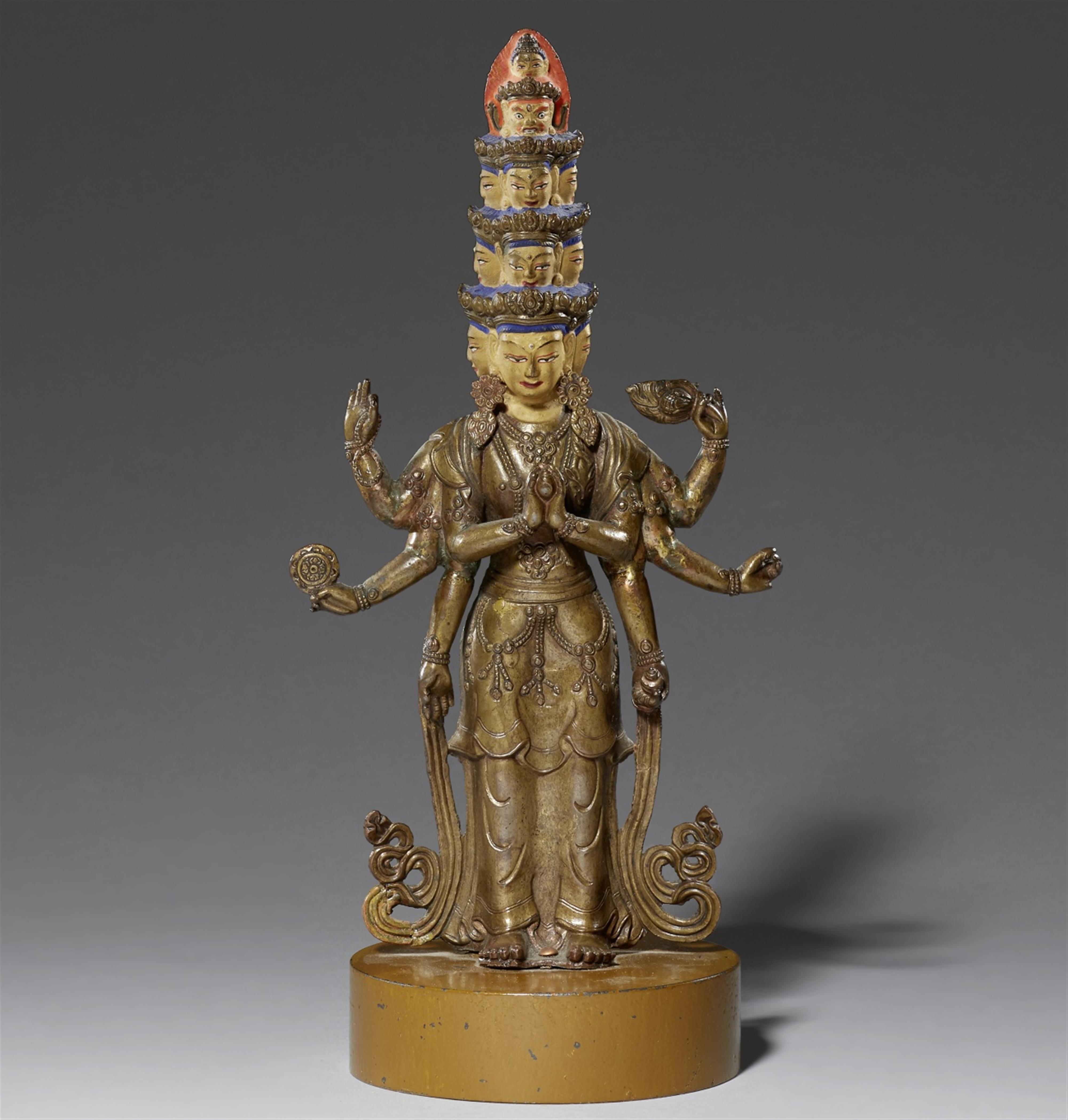 A Tibetan bronze figure of the eleven-headed Avalokiteshvara. 18th century - image-1