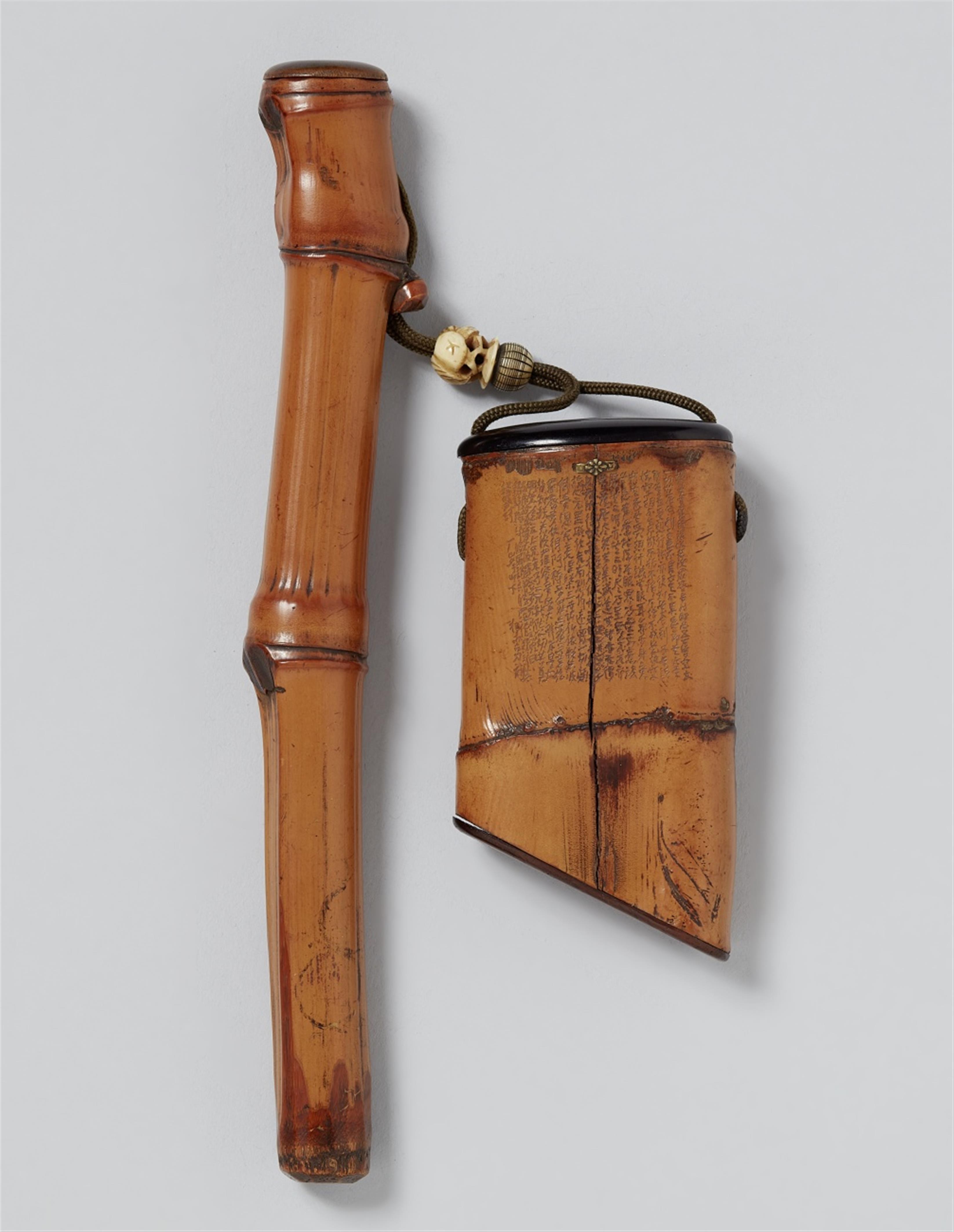 A bamboo and wood portable writing set (yatate). Second half 19th century - image-1