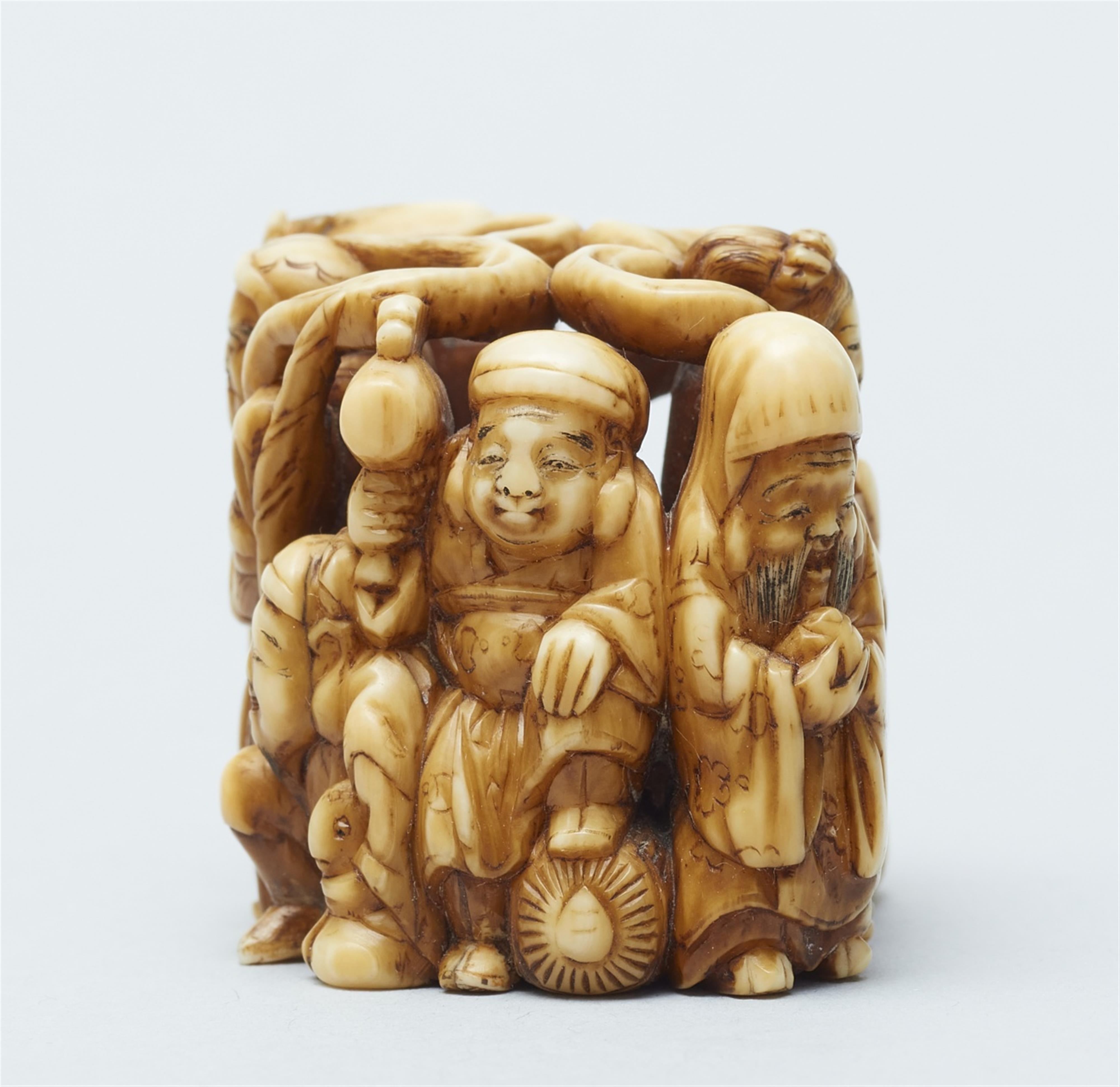 An ivory netsuke of shichifukujin. Late 19th century - image-4