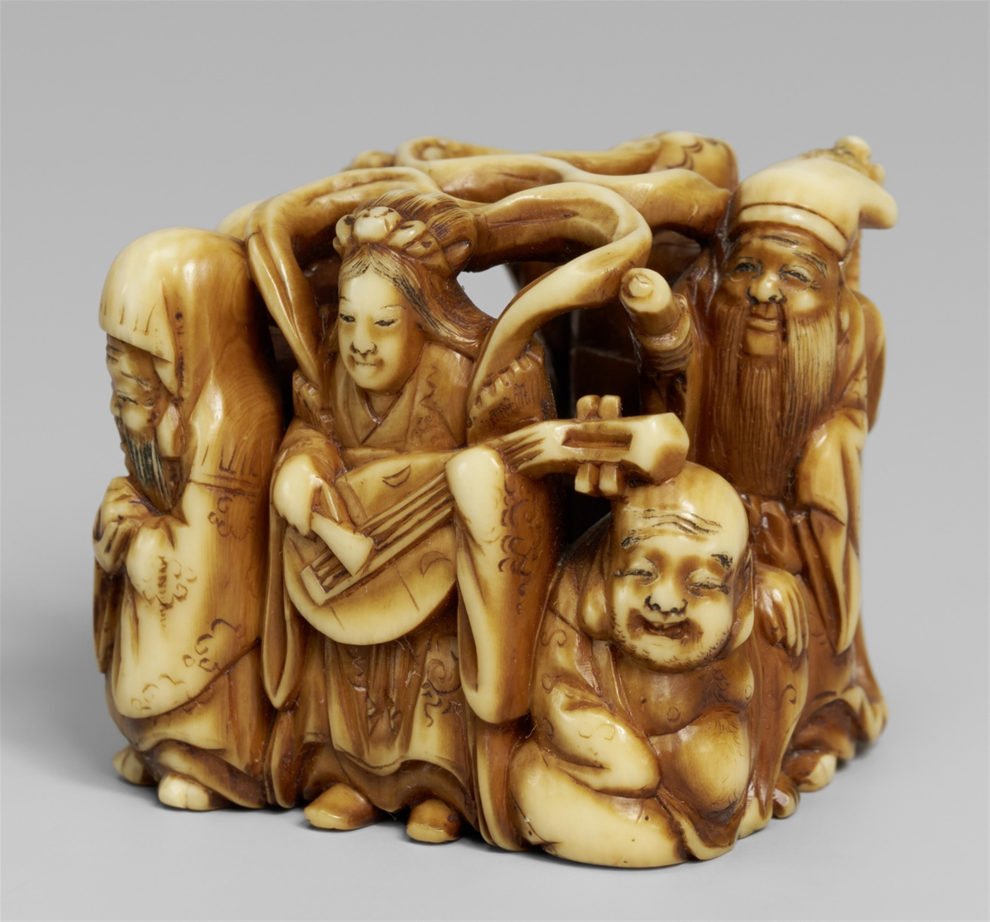 An ivory netsuke of shichifukujin. Late 19th century - image-1