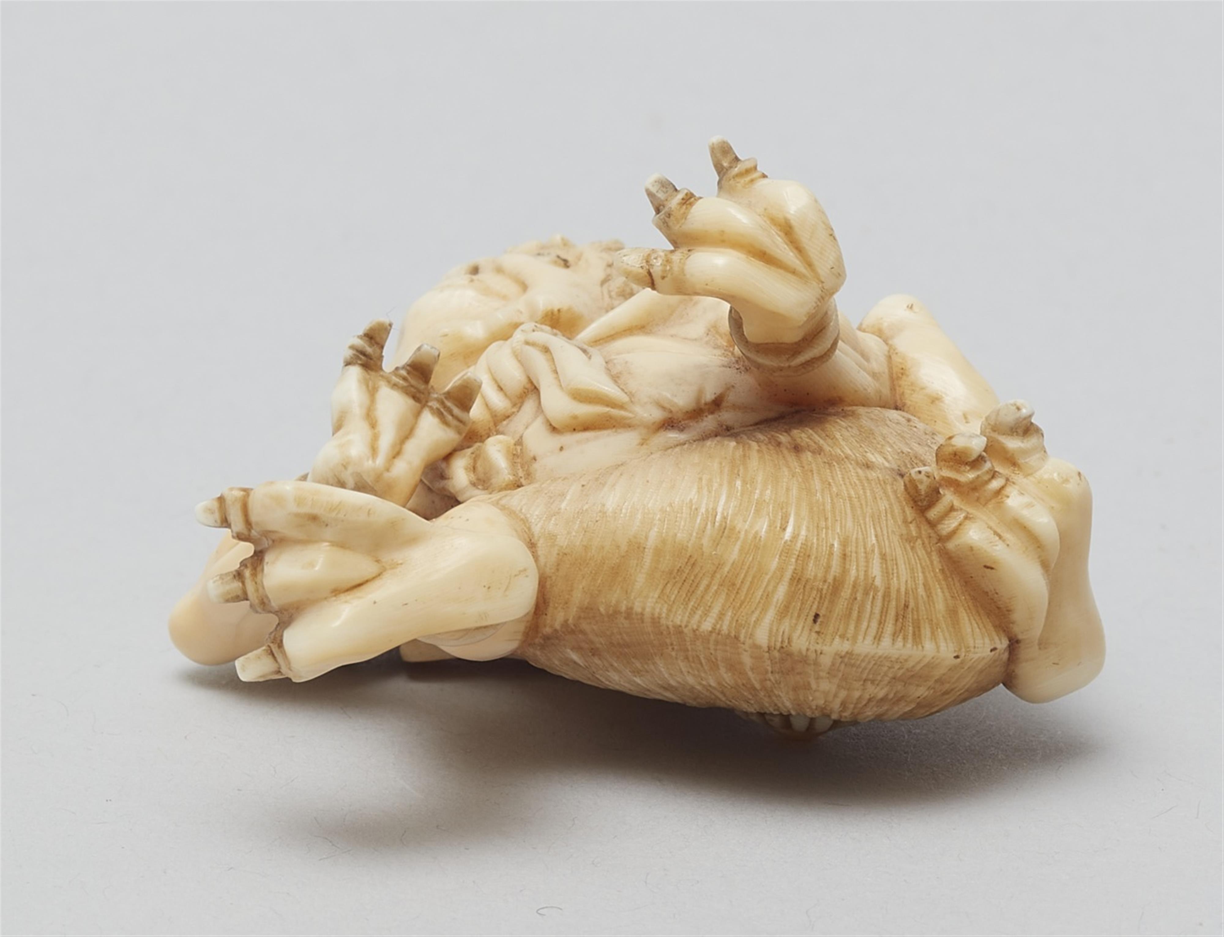 A large marine ivory netsuke of an oni. Late 19th century - image-5