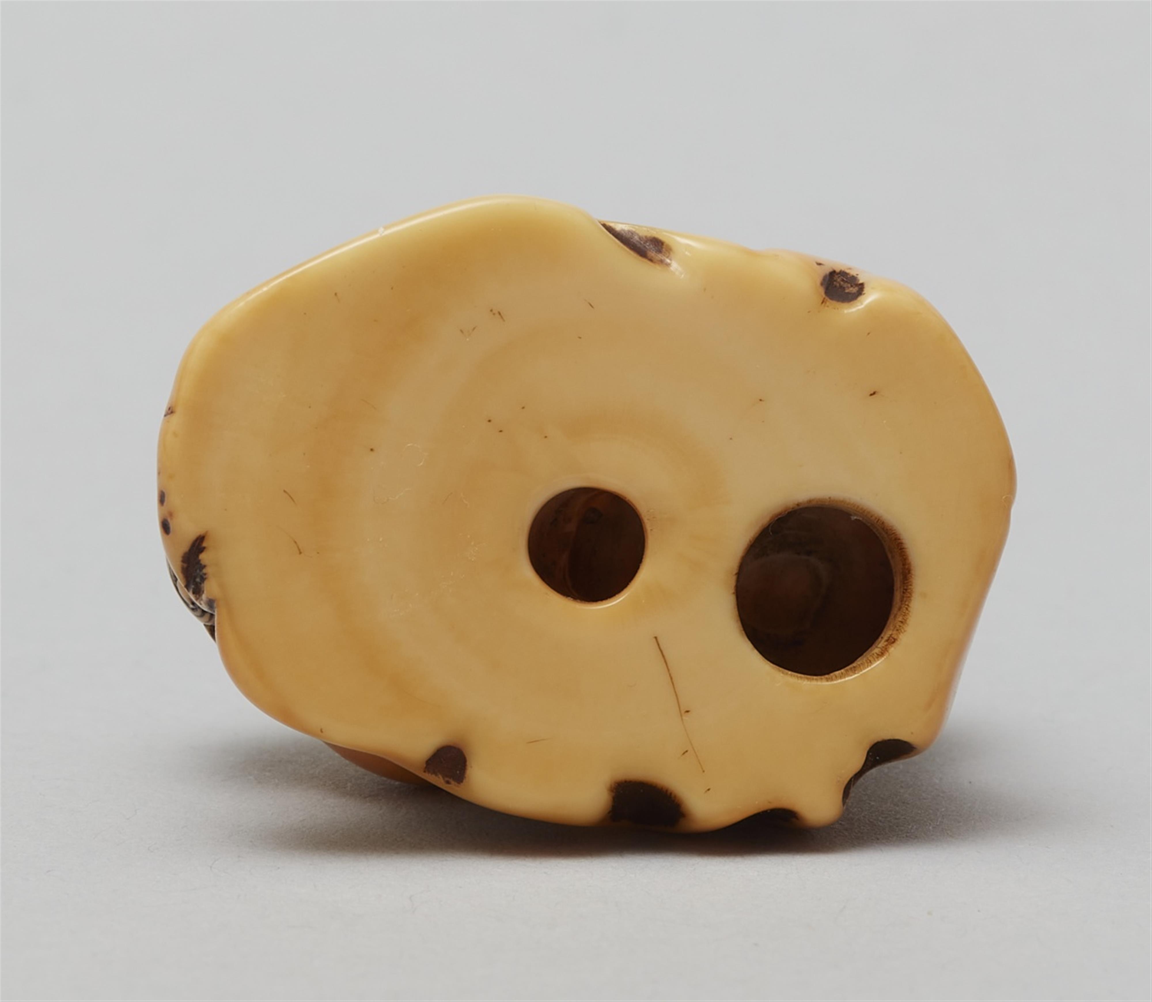 An ivory netsuke of a shishi by a rock. Late 18th century - image-5