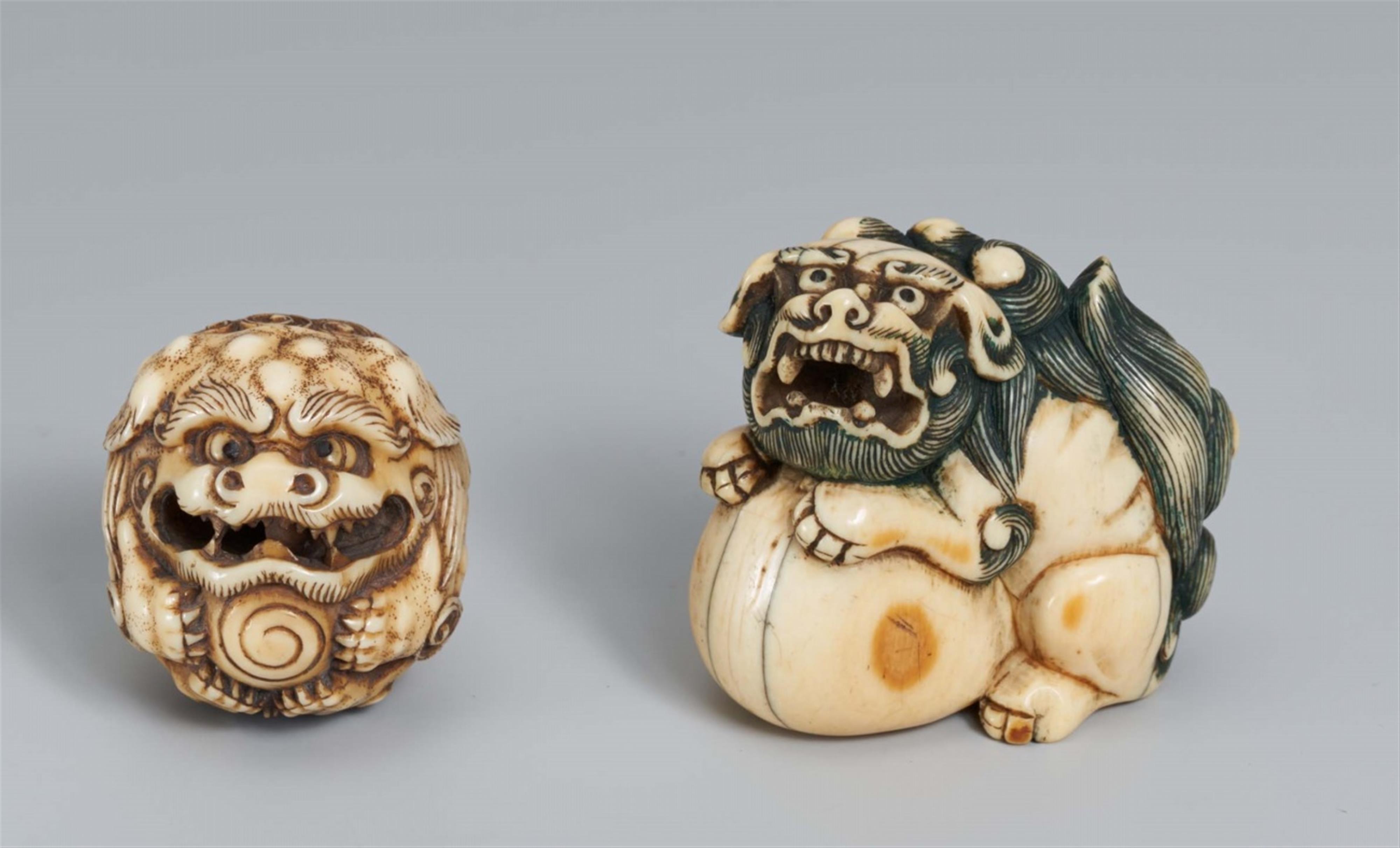 Two ivory netsuke of shishi. 19th century - image-1