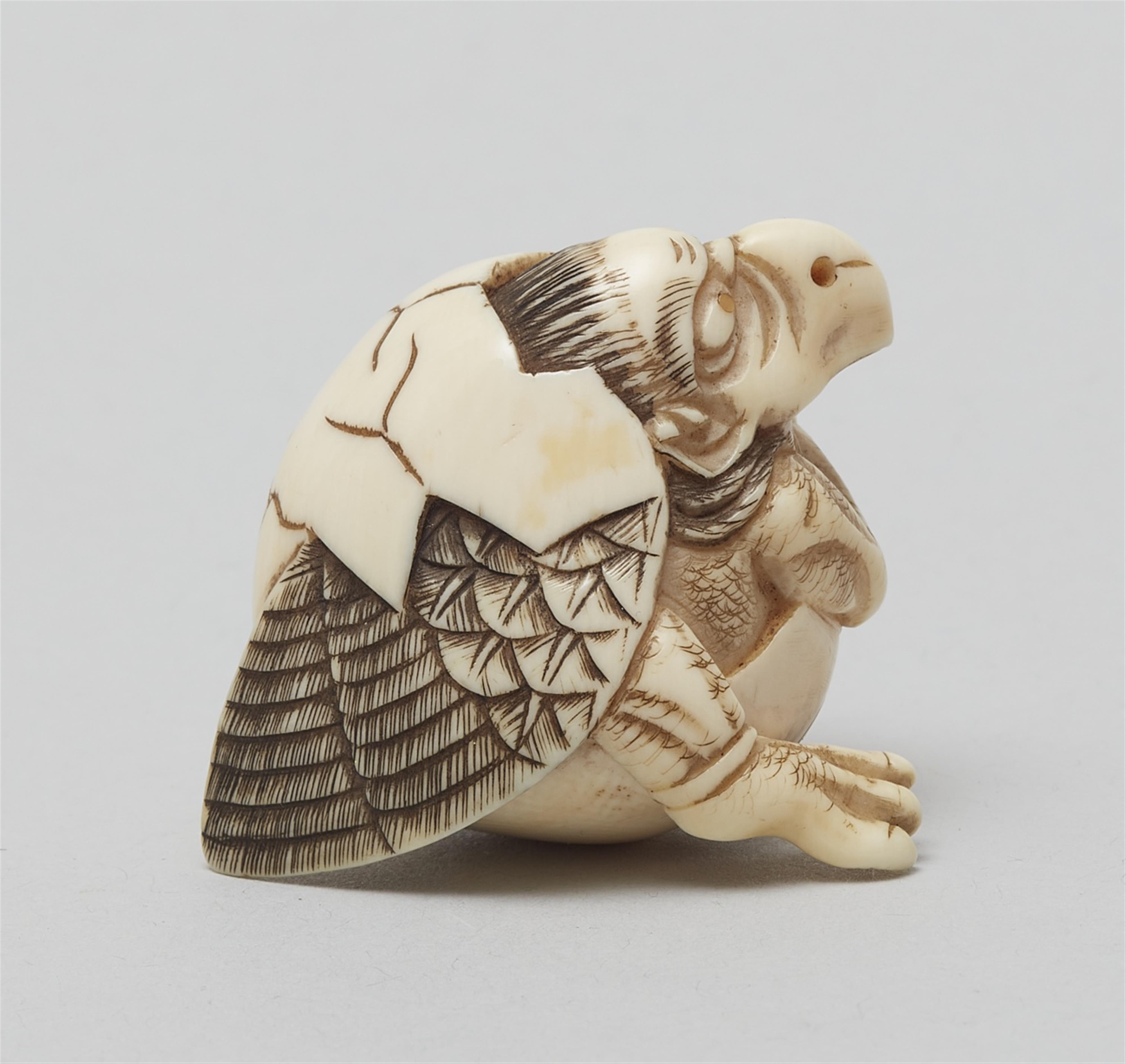 An ivory netsuke of a tengu no tamago. 19th century - image-2