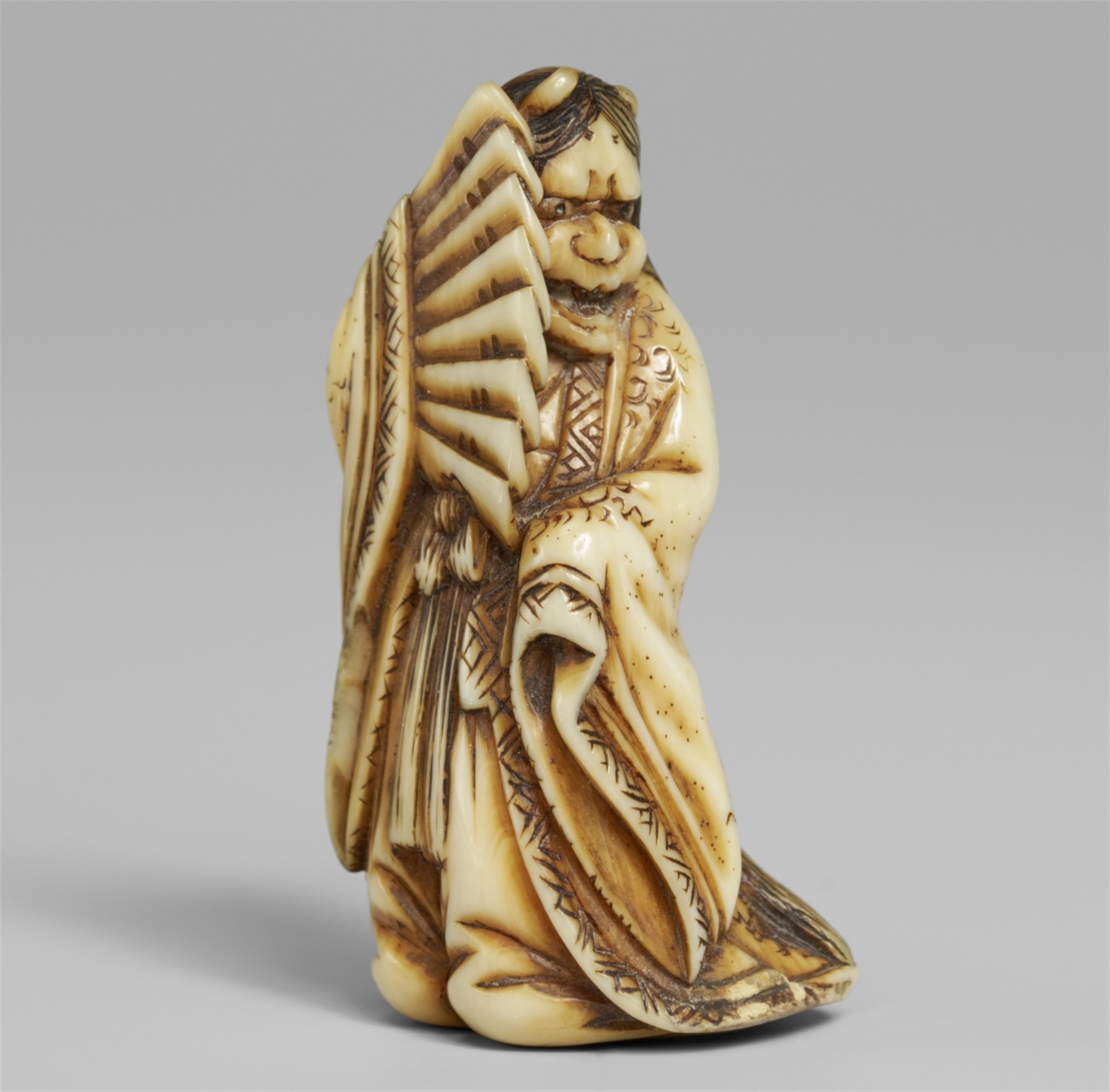 A fine ivory netsuke of Hannya, by Hidechika. First half 19th century - image-1