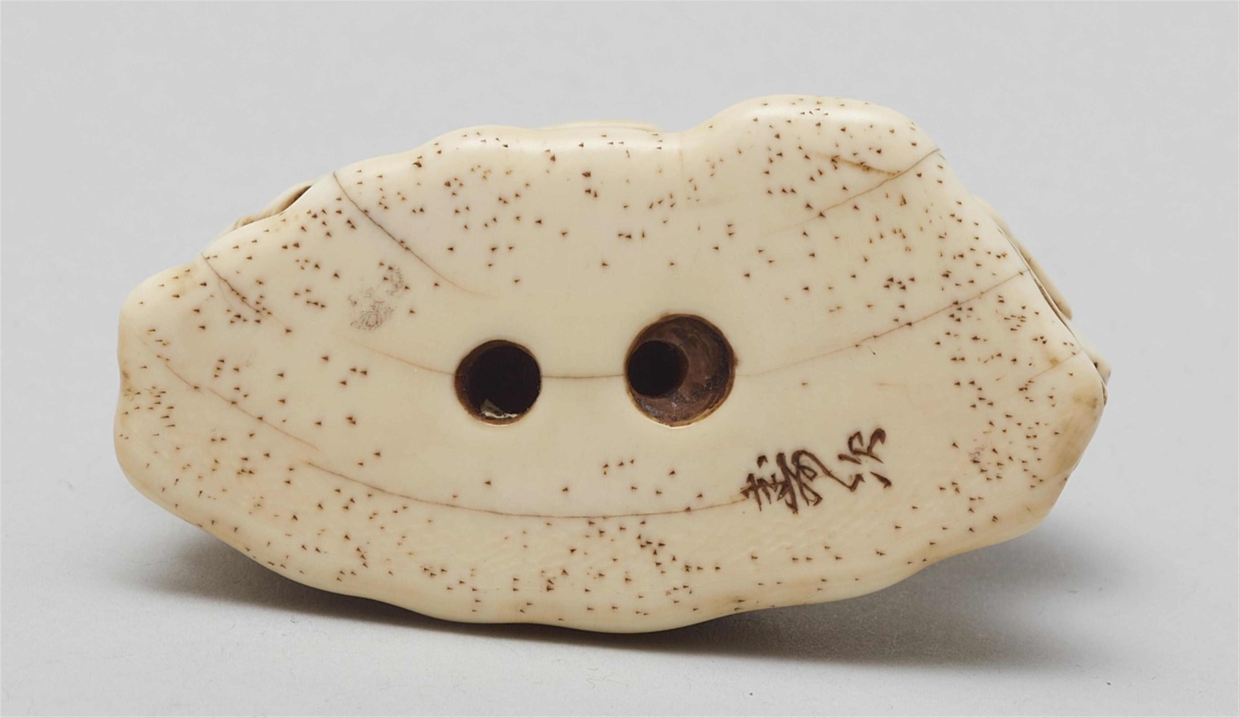 A large ivory okimono netsuke of three karako at shishimai, by Nagatsugu. Second half 19th century - image-5