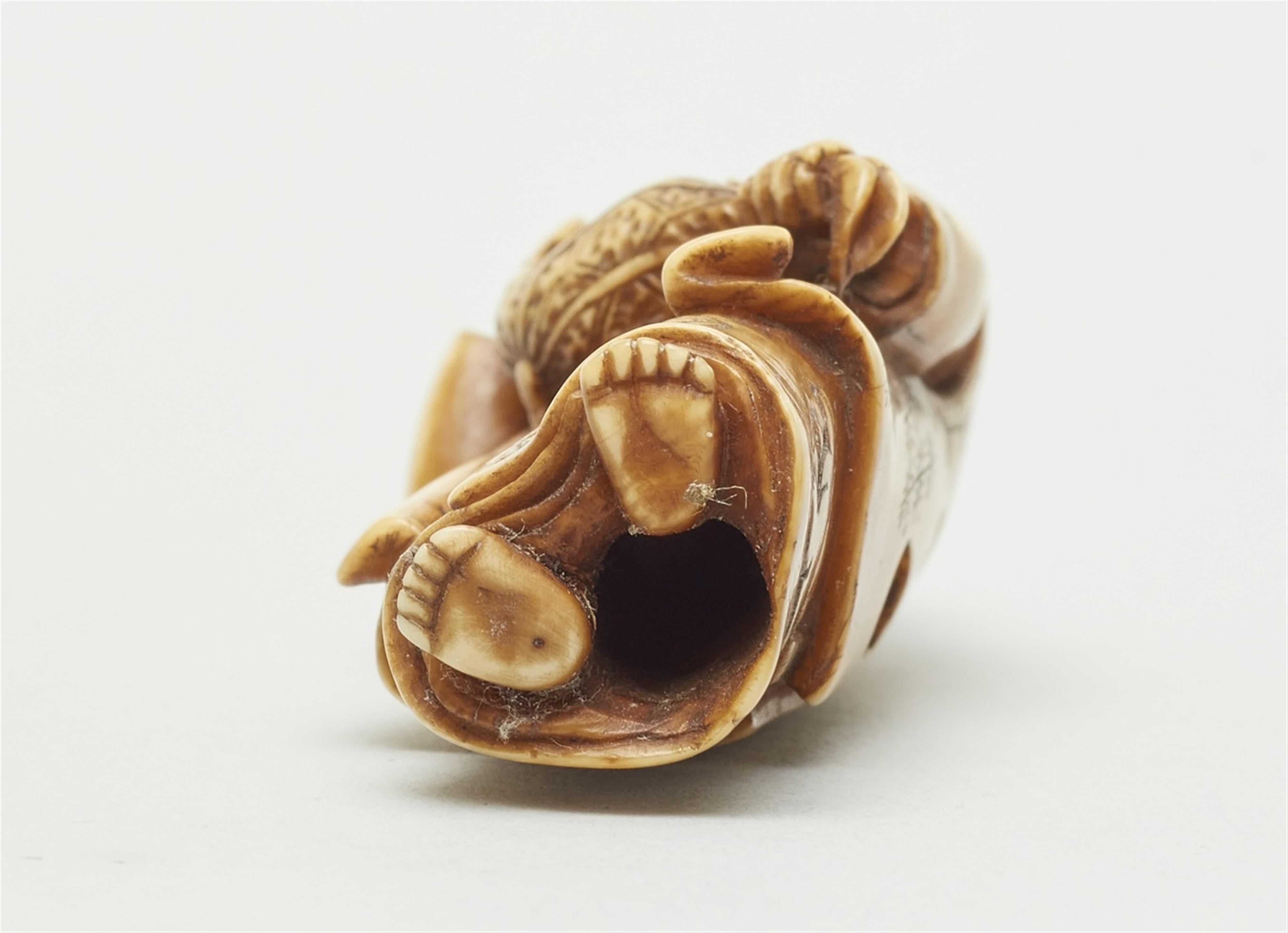 An ivory netsuke of a boy with a hozuki. Late 19th century - image-5