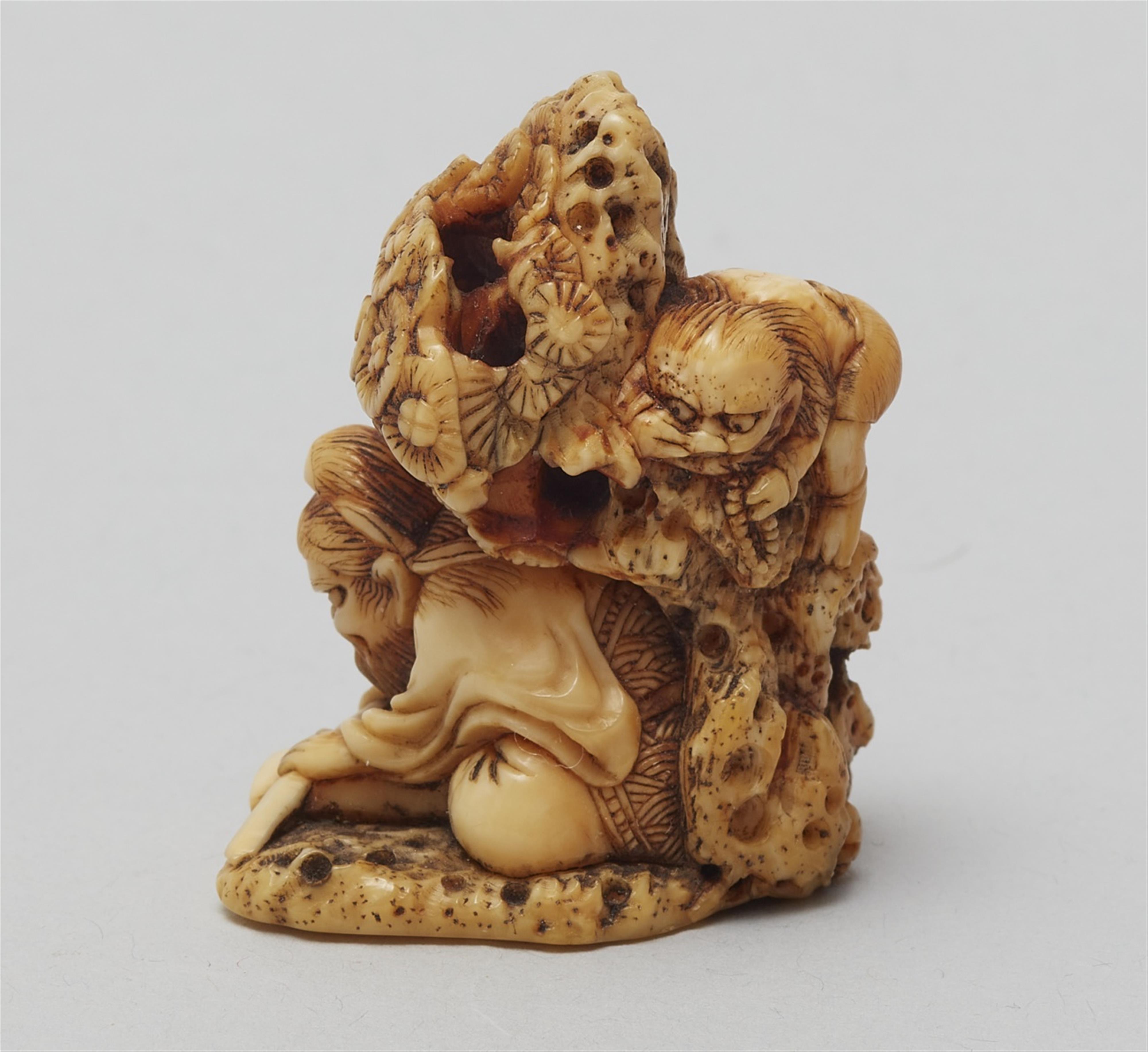 An ivory netsuke of Oharame. Second half 19th century - image-4